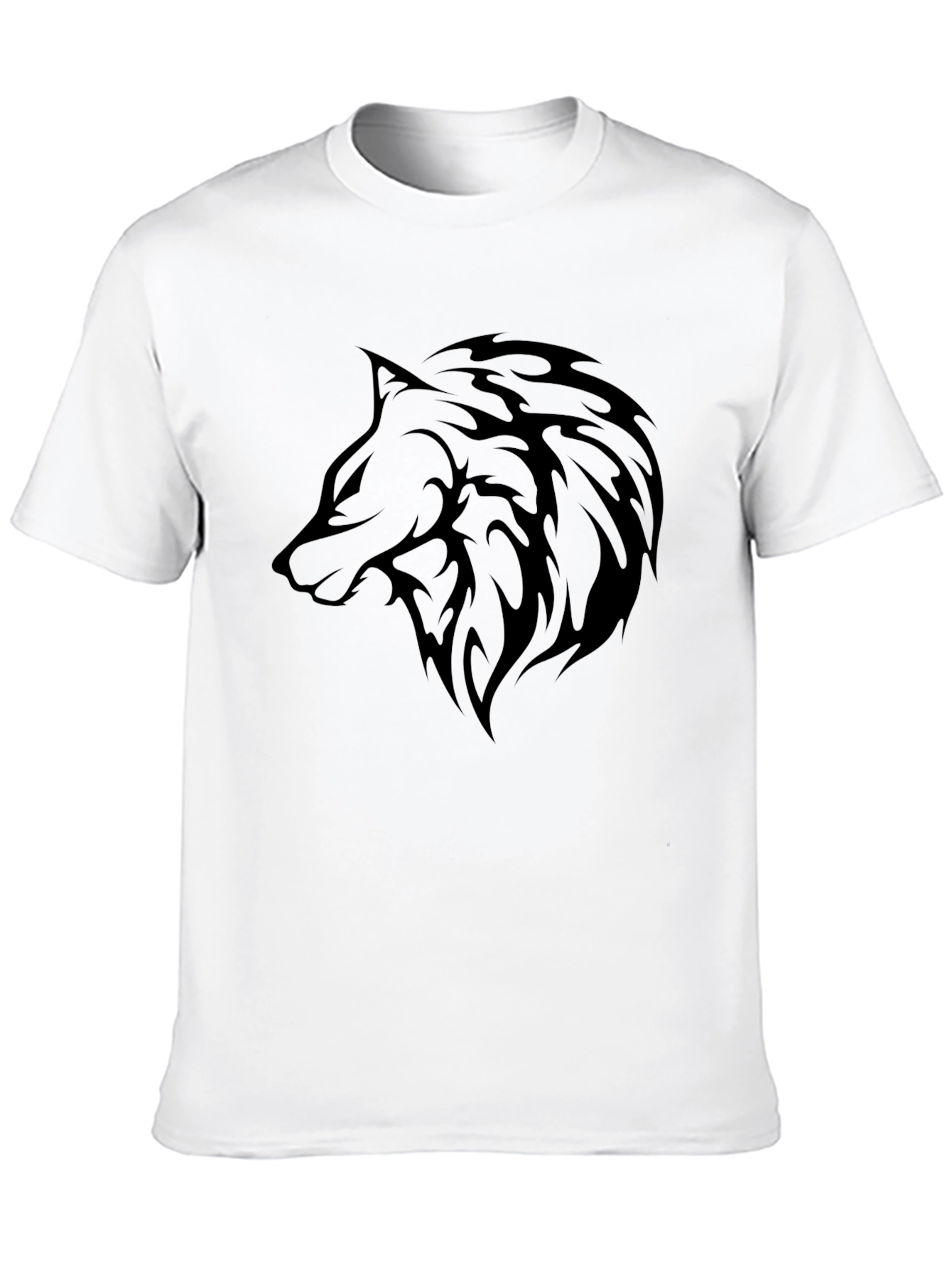 Mens Black T-Shirt with Wolf Graphic