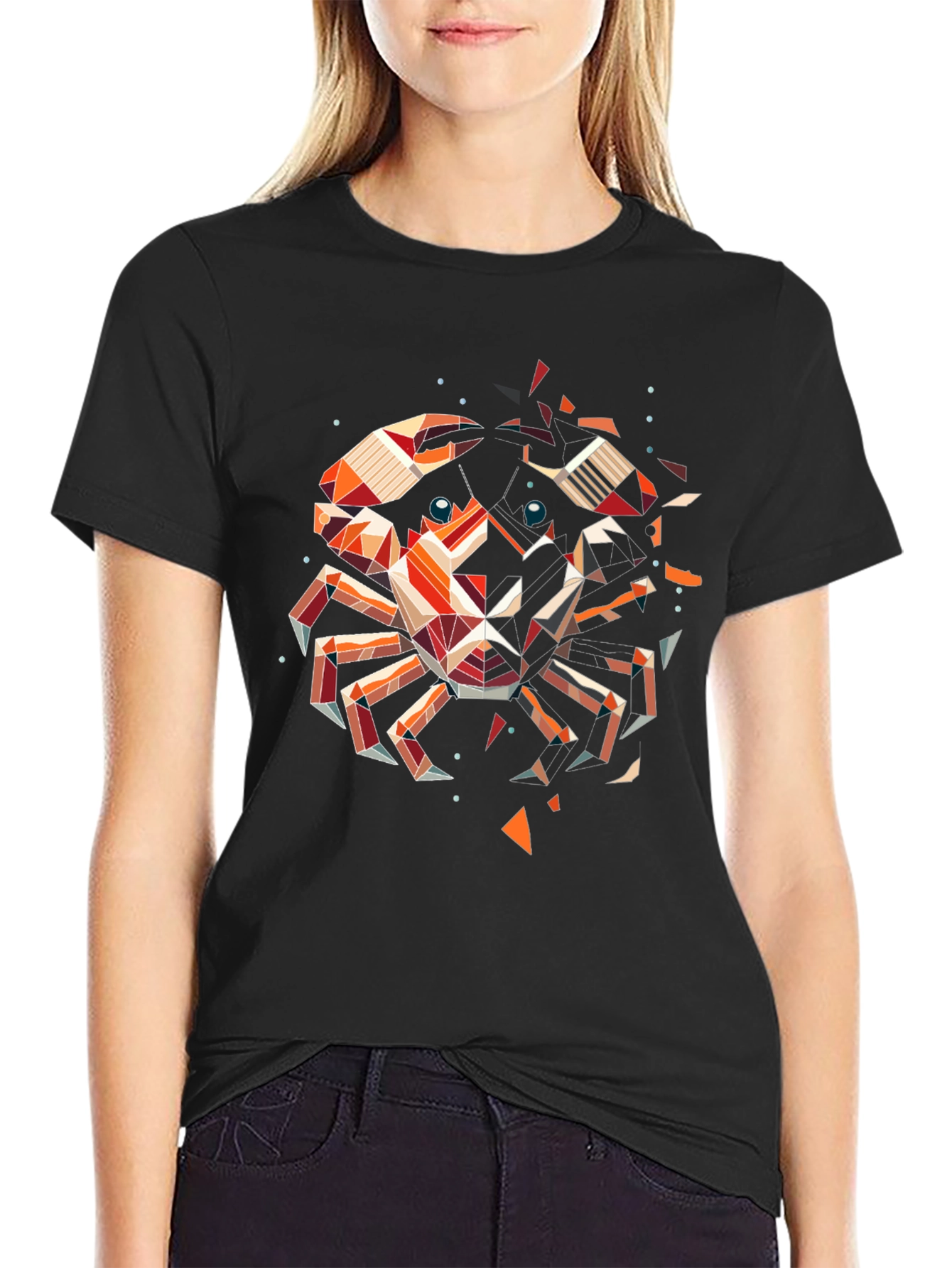 Geometric Crab Graphic Tee - Black