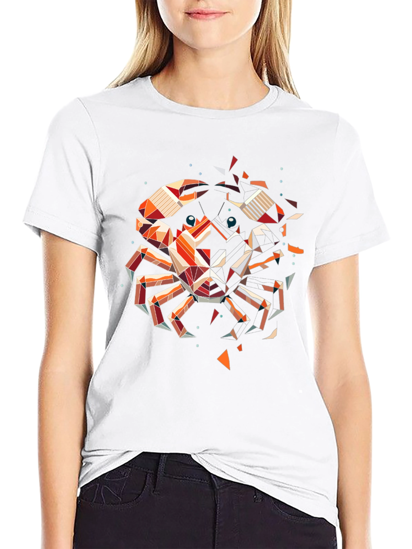 Geometric Crab Graphic Tee - Black