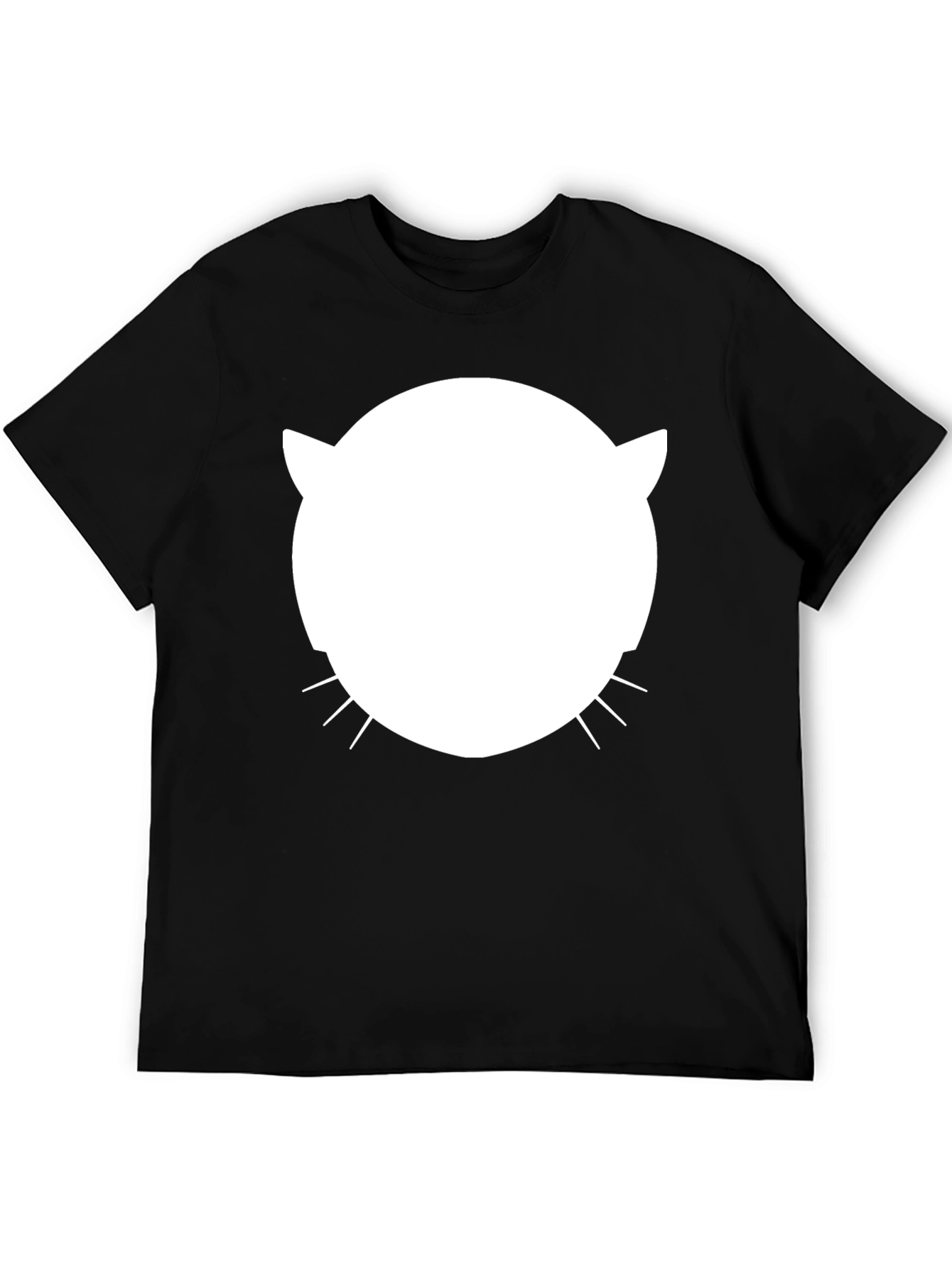 Cool Cat Face Graphic Tee - Black Cotton Blend