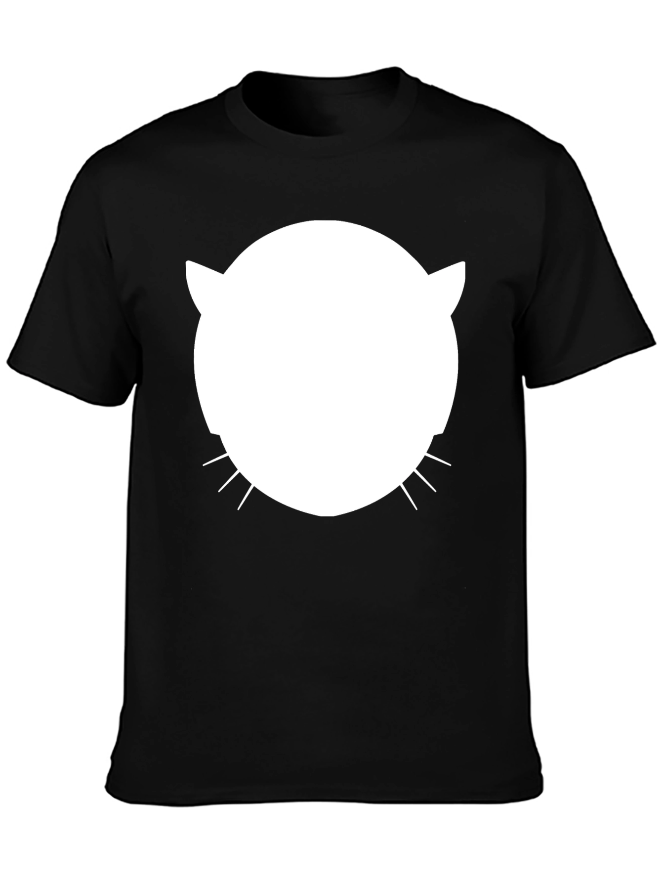 Cool Cat Face Graphic Tee - Black Cotton Blend