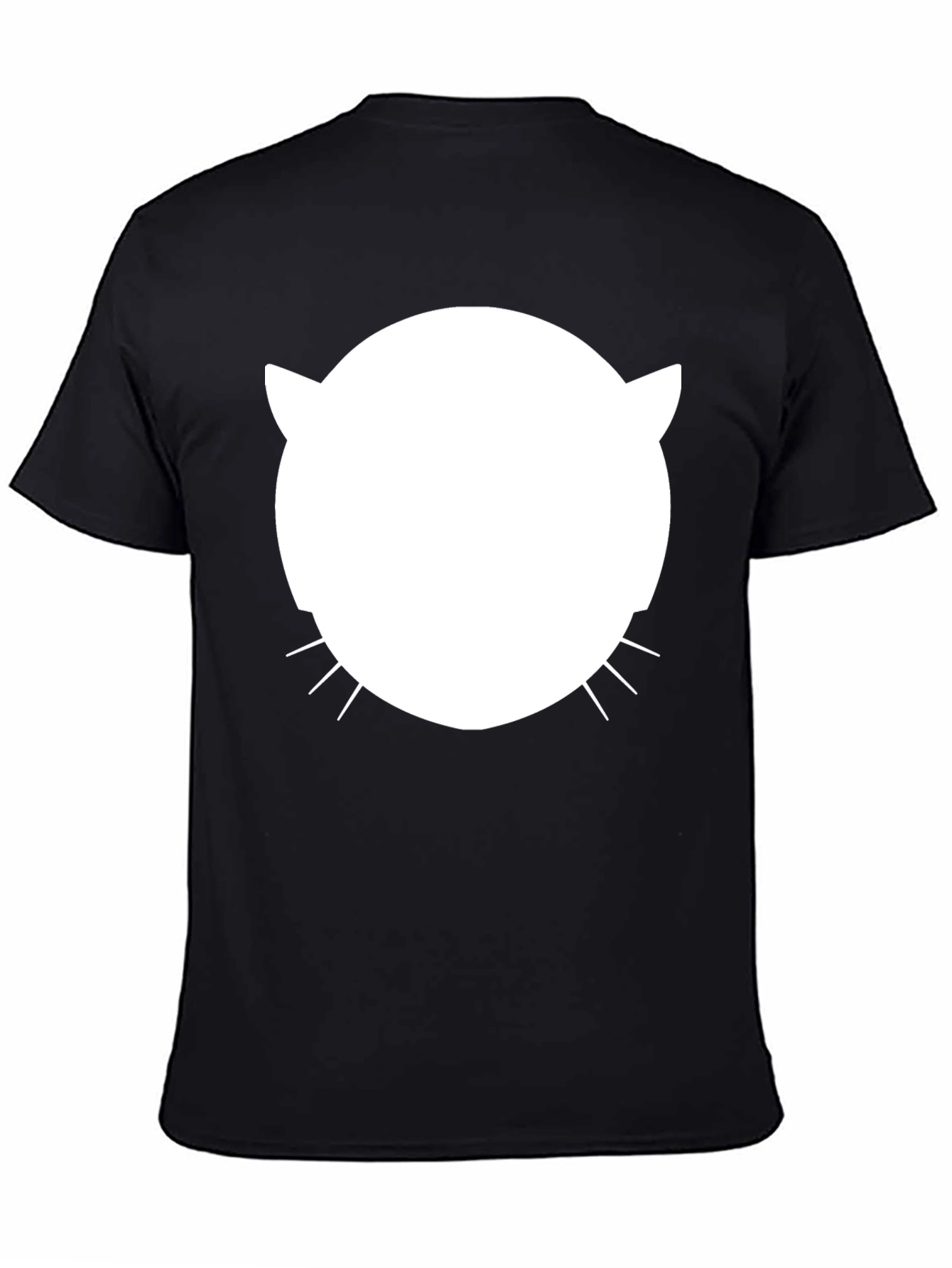 Cool Cat Face Graphic Tee - Black Cotton Blend