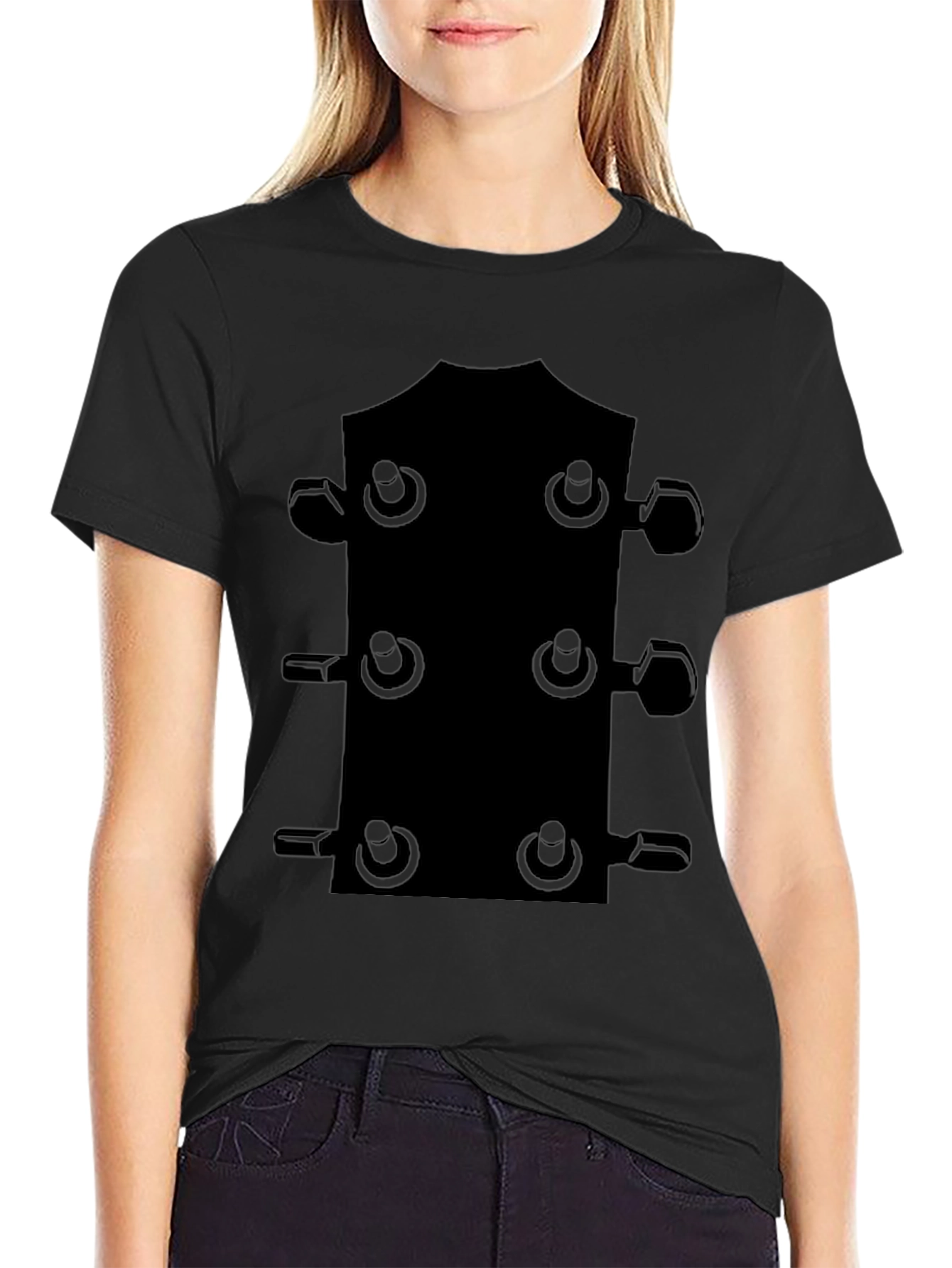 Guitar Headstock T-Shirt - Black Music Tee