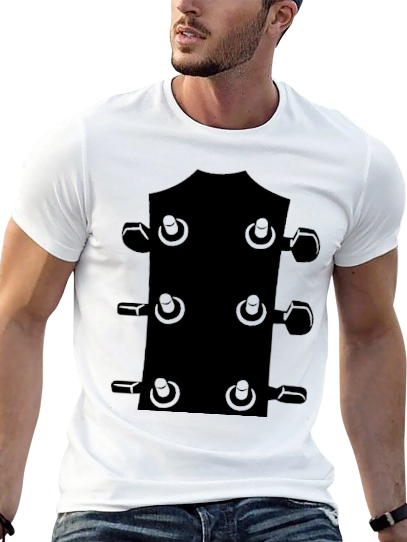 Guitar Headstock T-Shirt - Black Music Tee