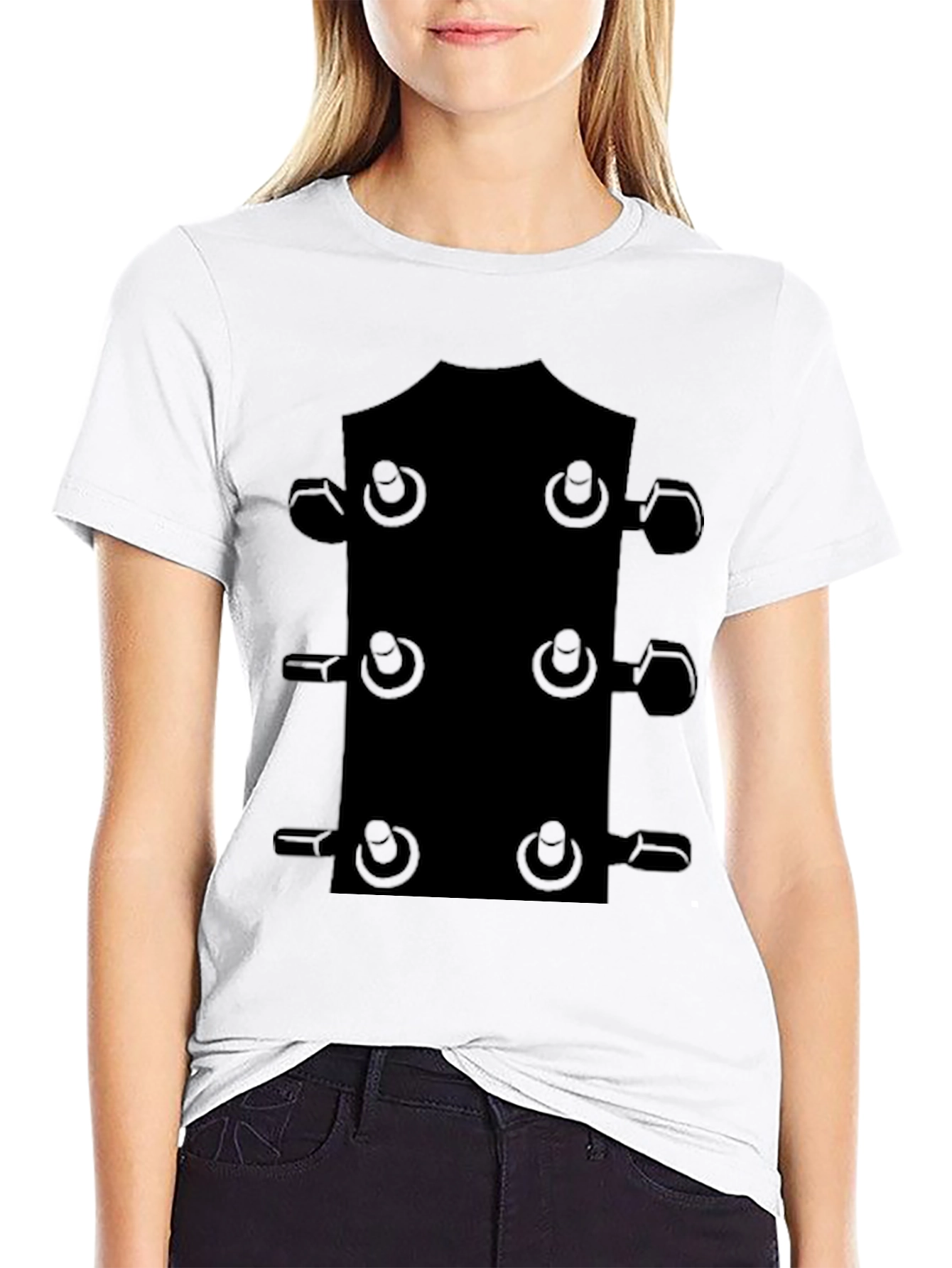 Guitar Headstock T-Shirt - Black Music Tee