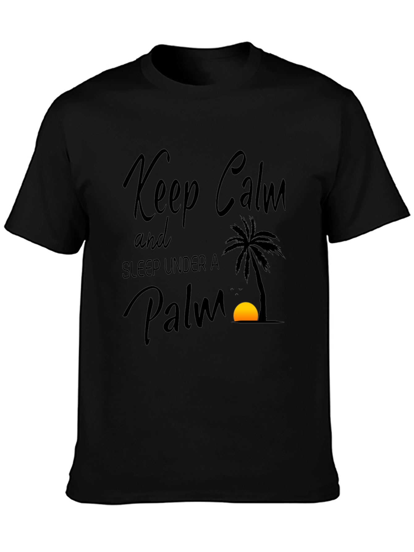 Keep Calm Palm Tree Black Graphic T-Shirt