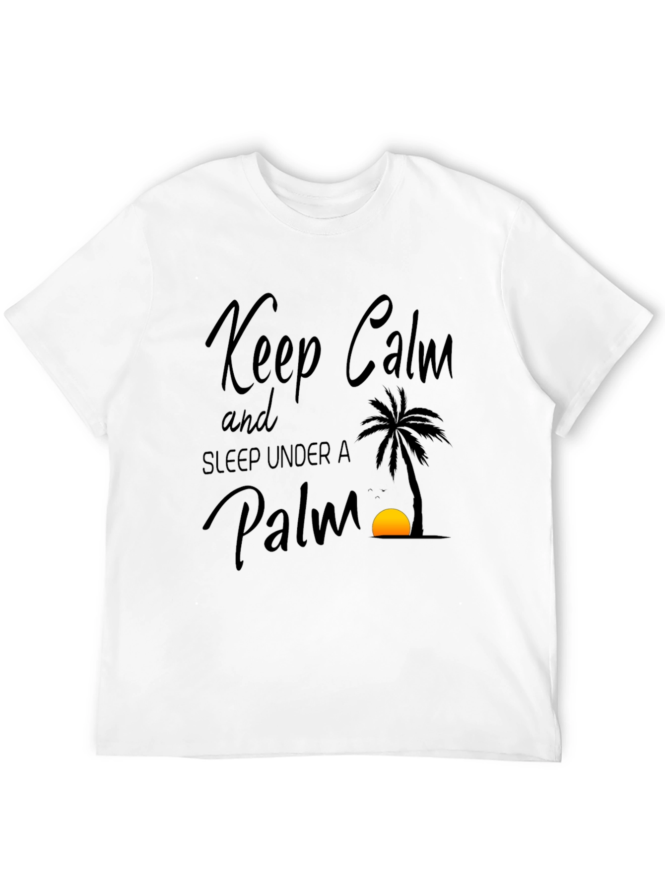 Keep Calm Palm Tree Black Graphic T-Shirt