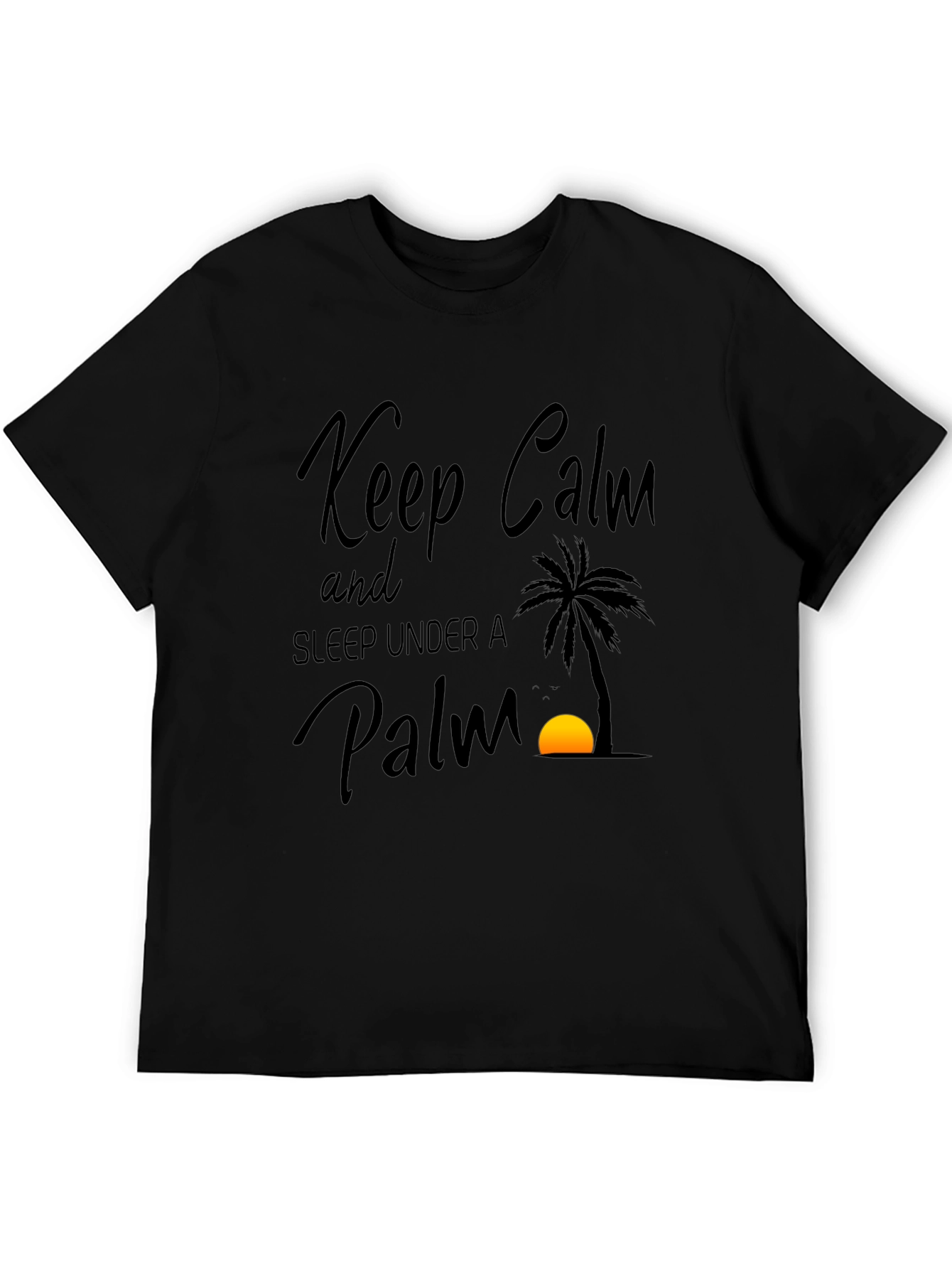 Keep Calm Palm Tree Black Graphic T-Shirt