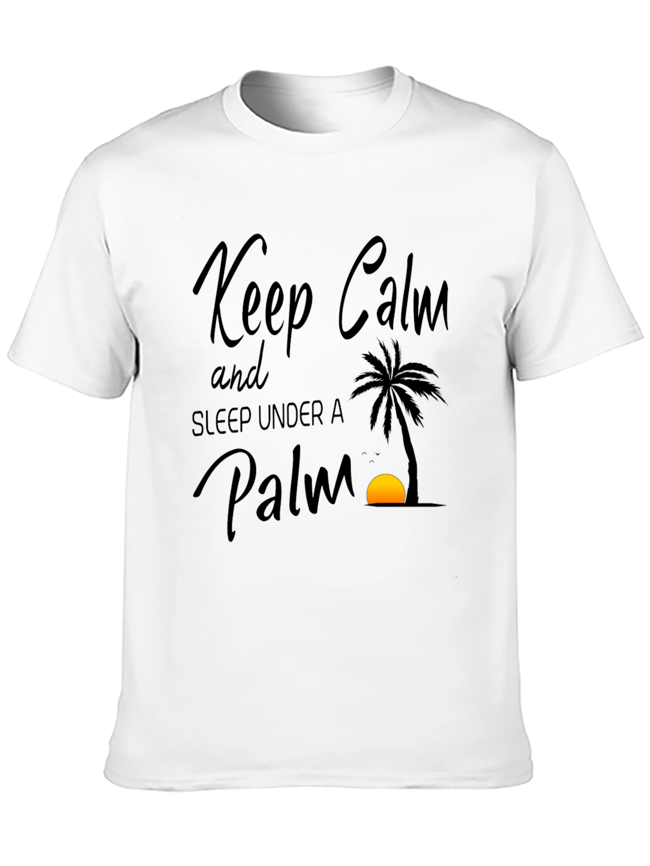 Keep Calm Palm Tree Black Graphic T-Shirt
