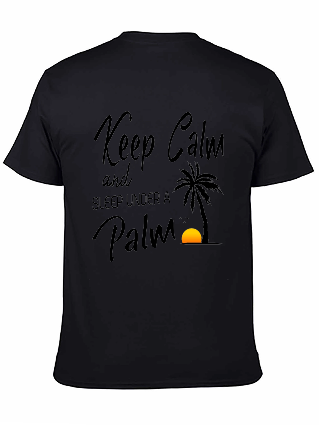 Keep Calm Palm Tree Black Graphic T-Shirt