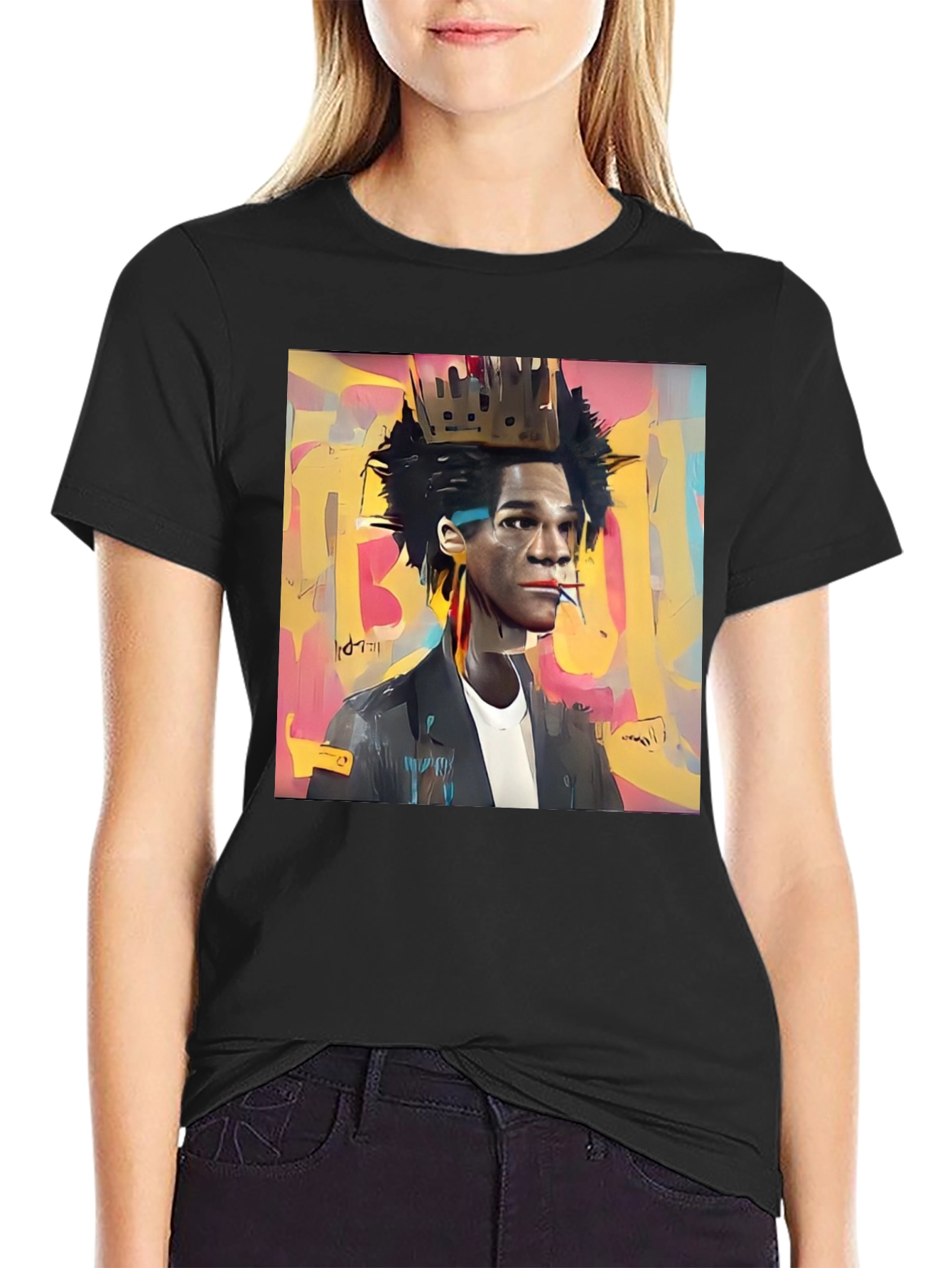 Basquiat Crown Graphic Tee - Stylish Art T-Shirt