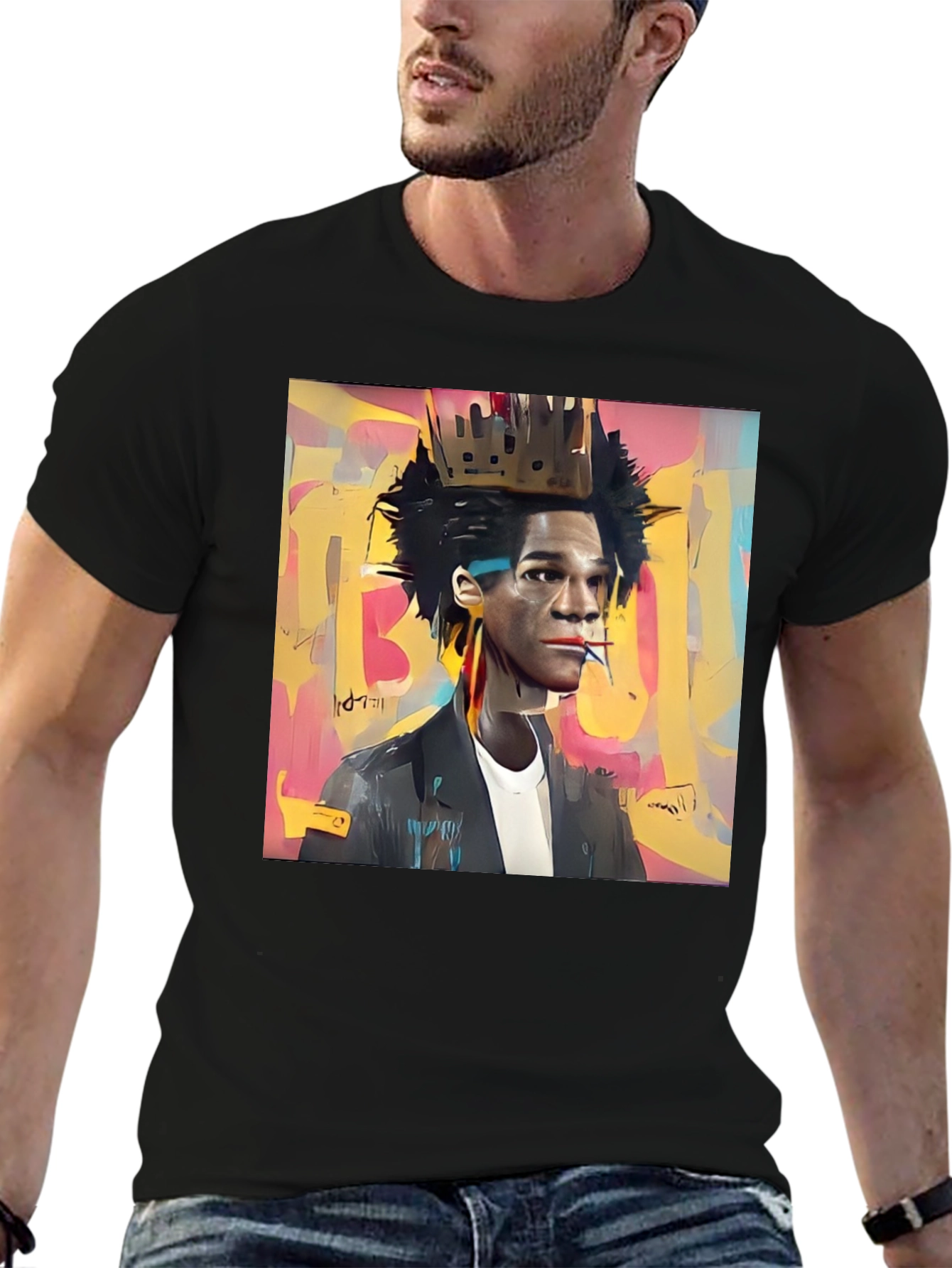 Basquiat Crown Graphic Tee - Stylish Art T-Shirt