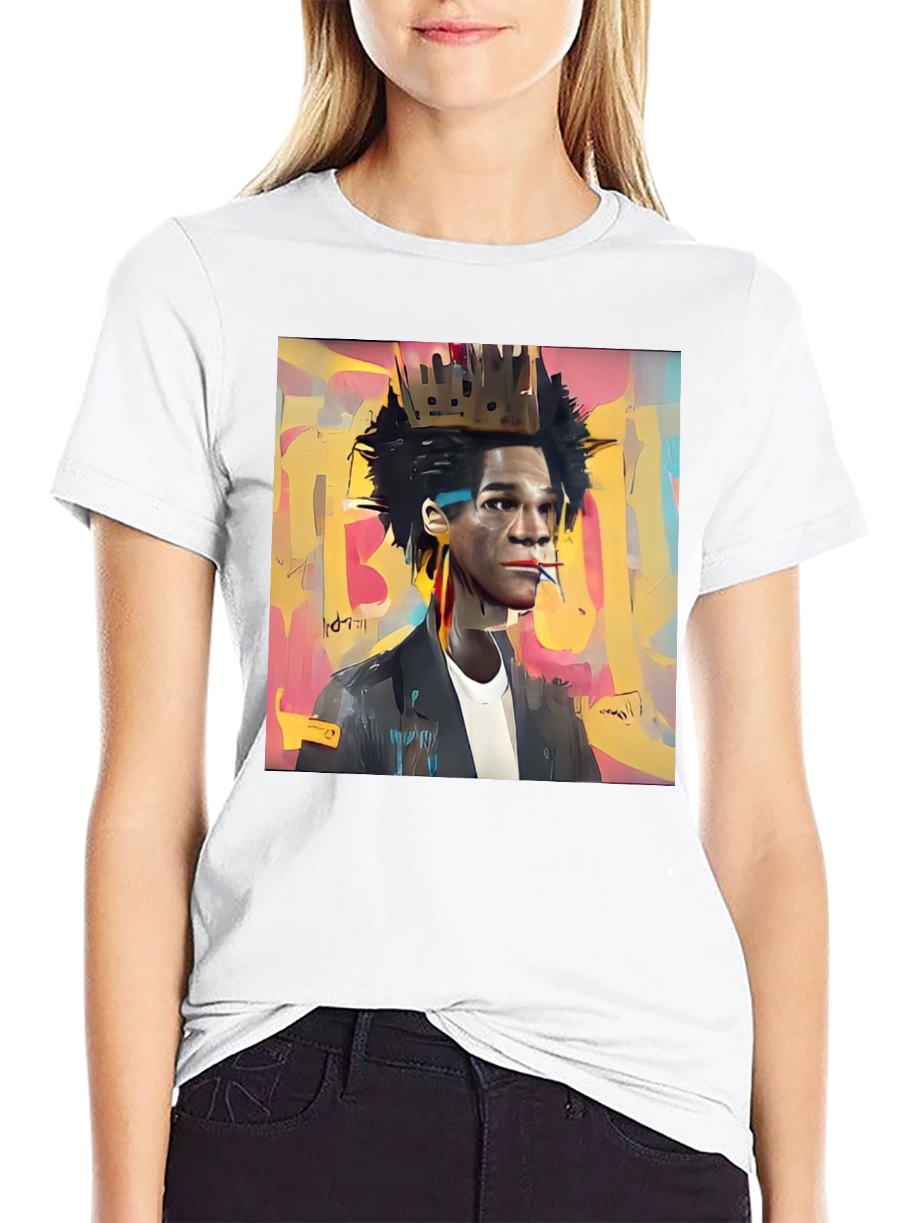 Basquiat Crown Graphic Tee - Stylish Art T-Shirt