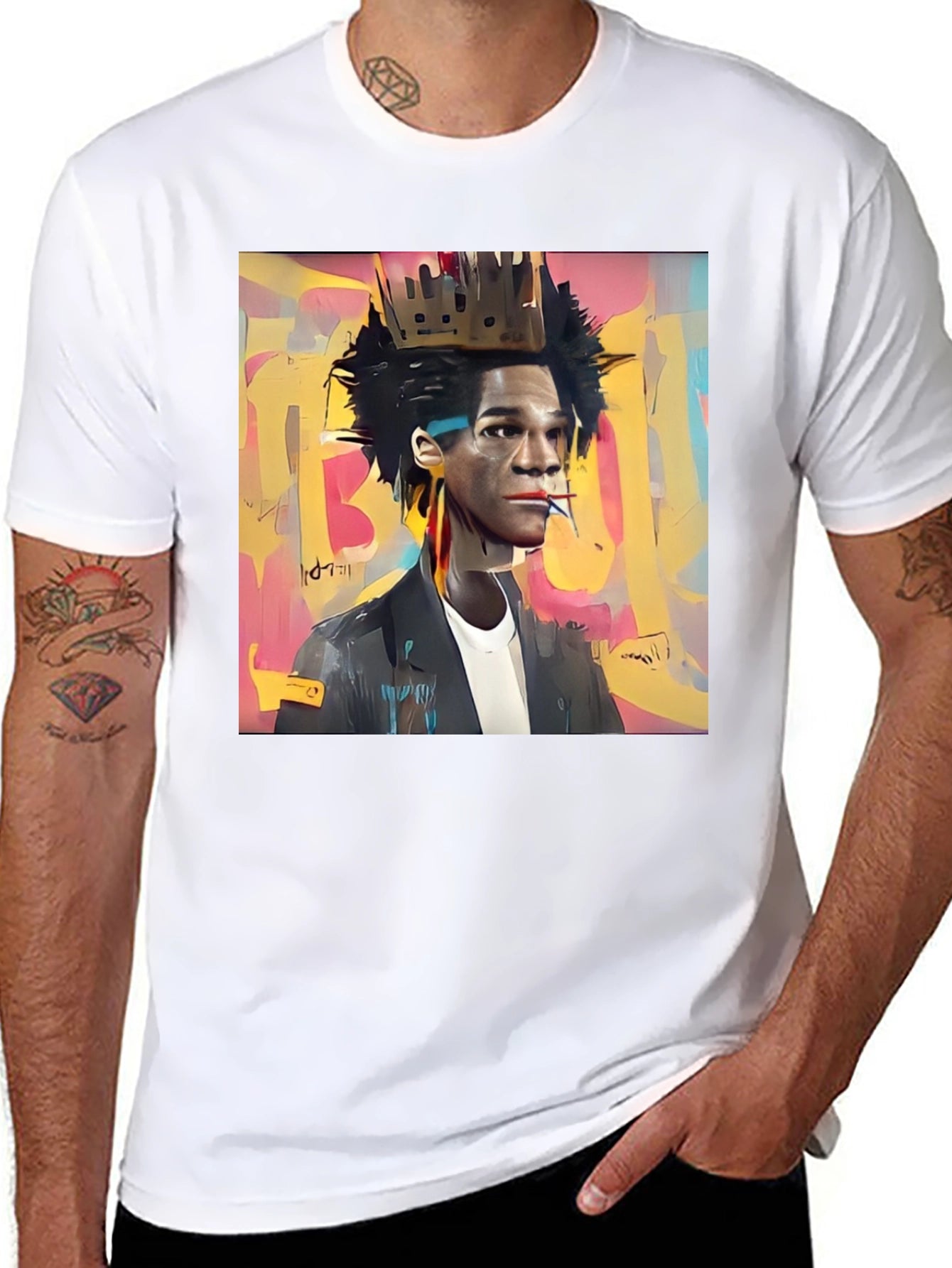 Basquiat Crown Graphic Tee - Stylish Art T-Shirt