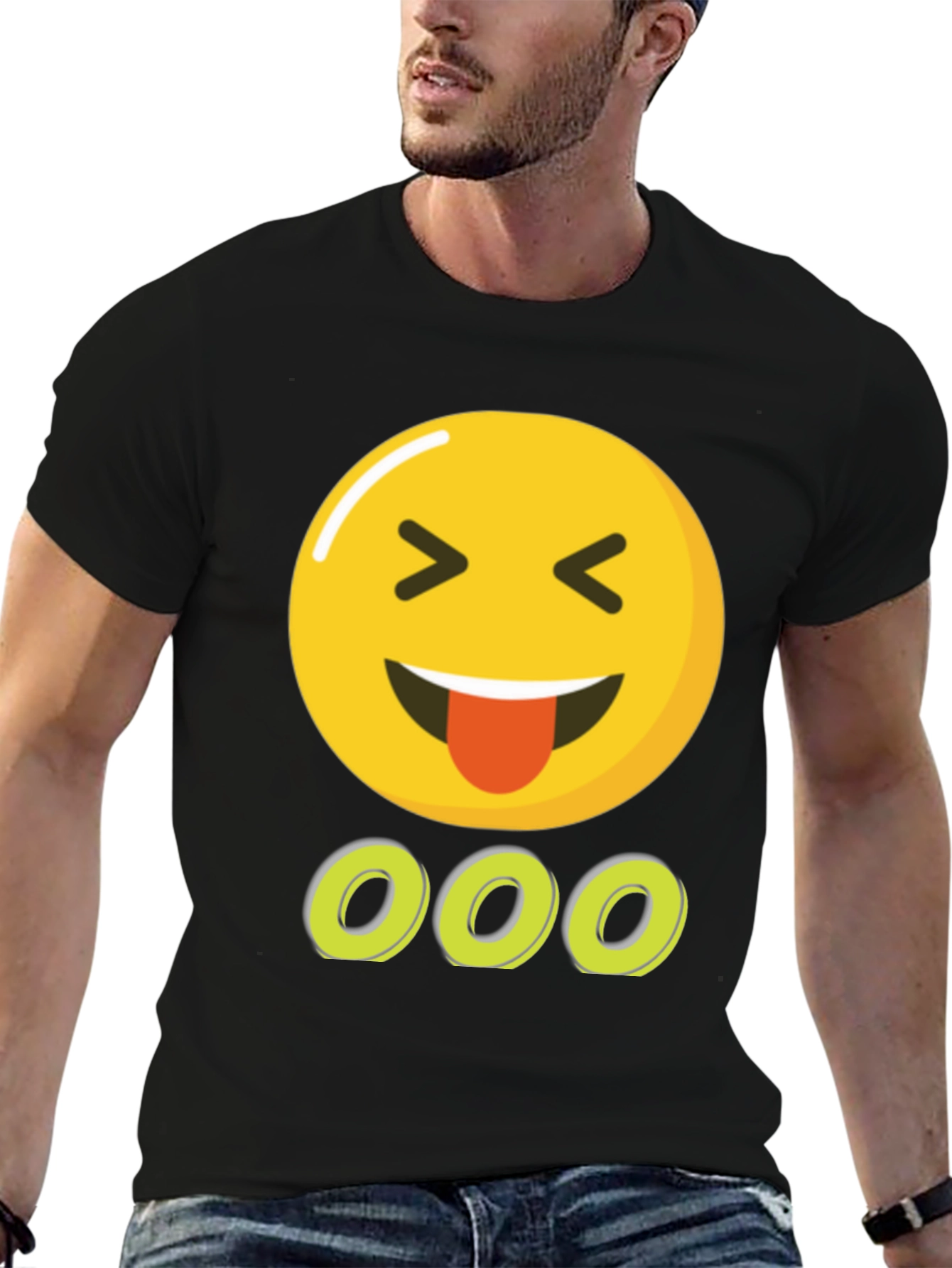 Emoji Tongue Out Black T-Shirt