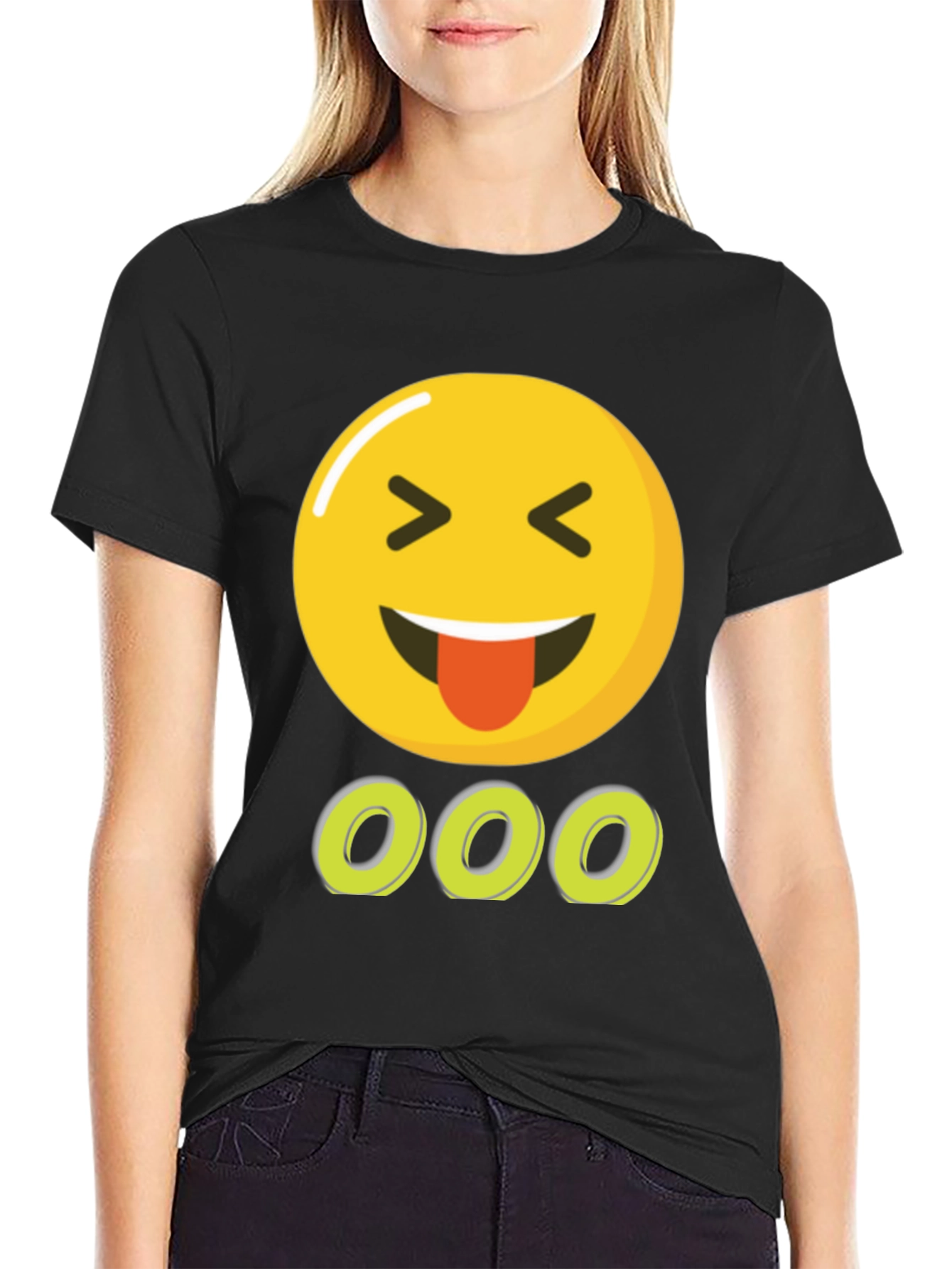 Emoji Tongue Out Black T-Shirt