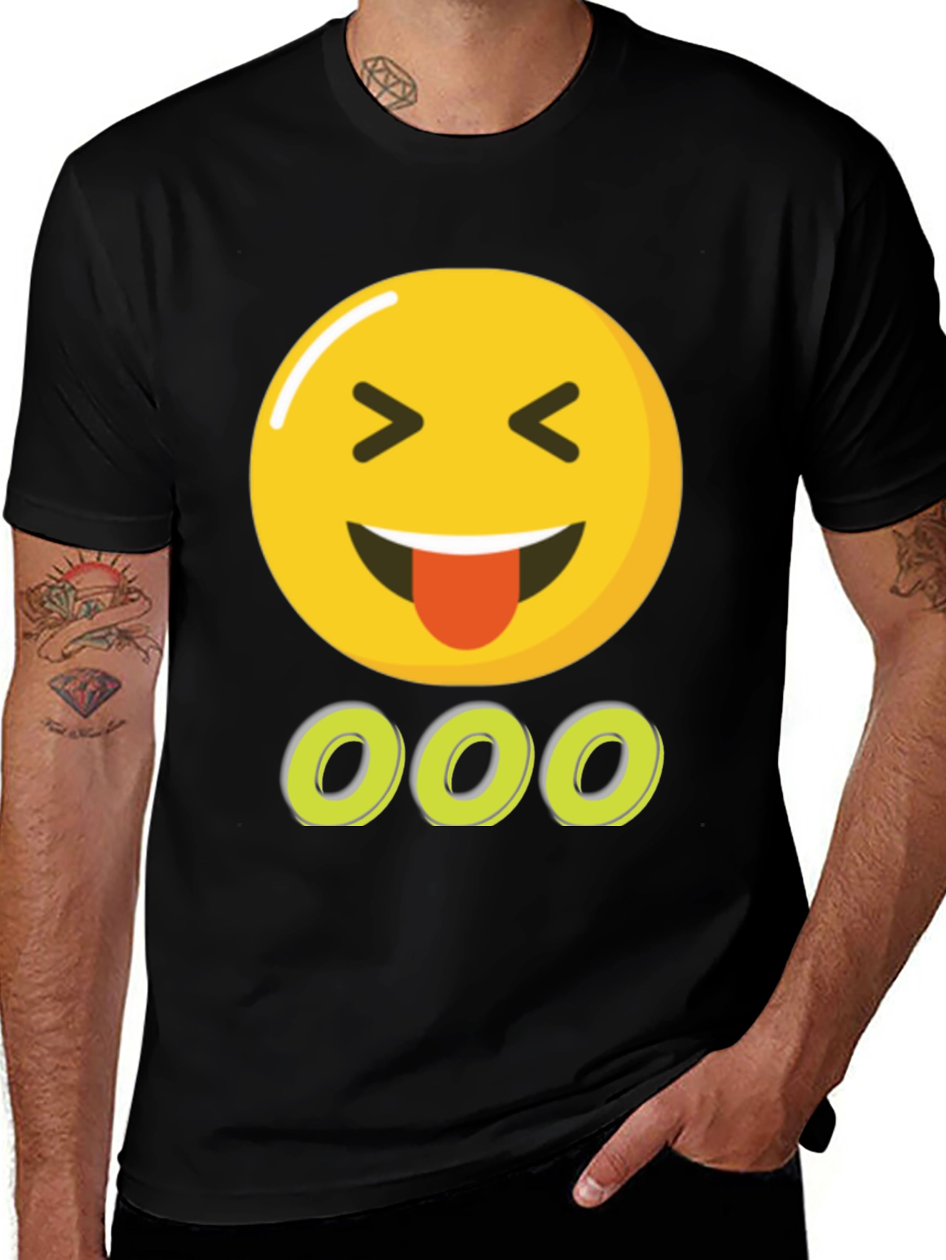 Emoji Tongue Out Black T-Shirt