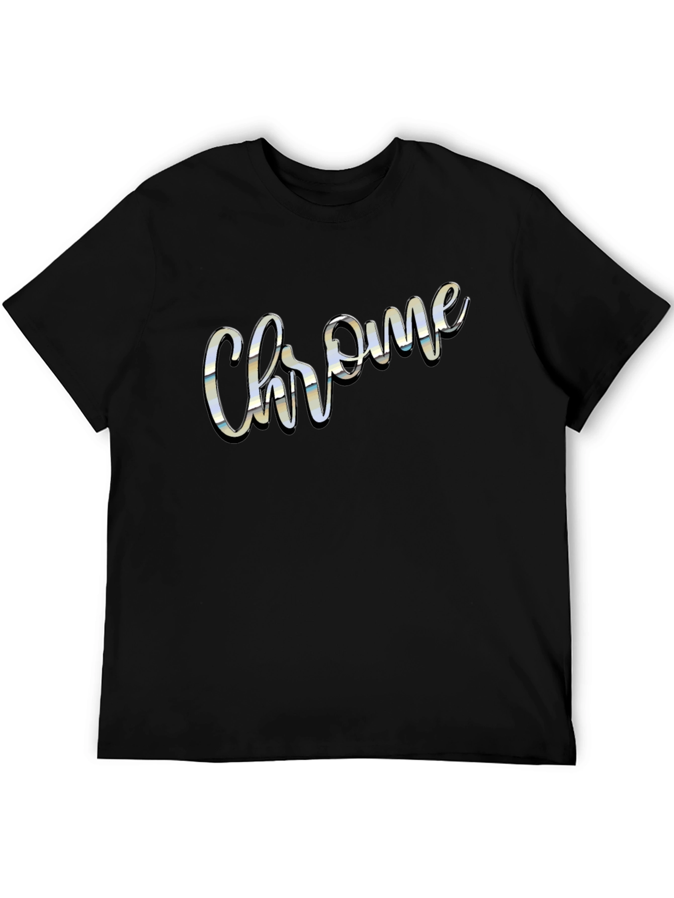 Chrome Script Word Graphic Black T-Shirt