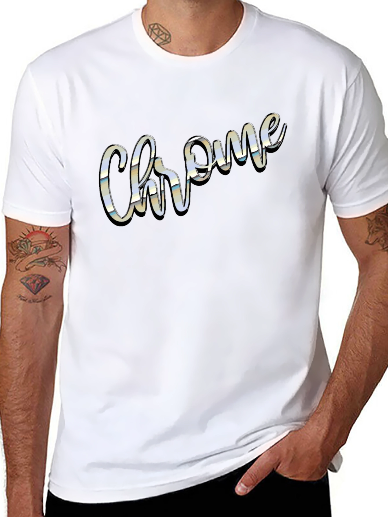 Chrome Script Word Graphic Black T-Shirt