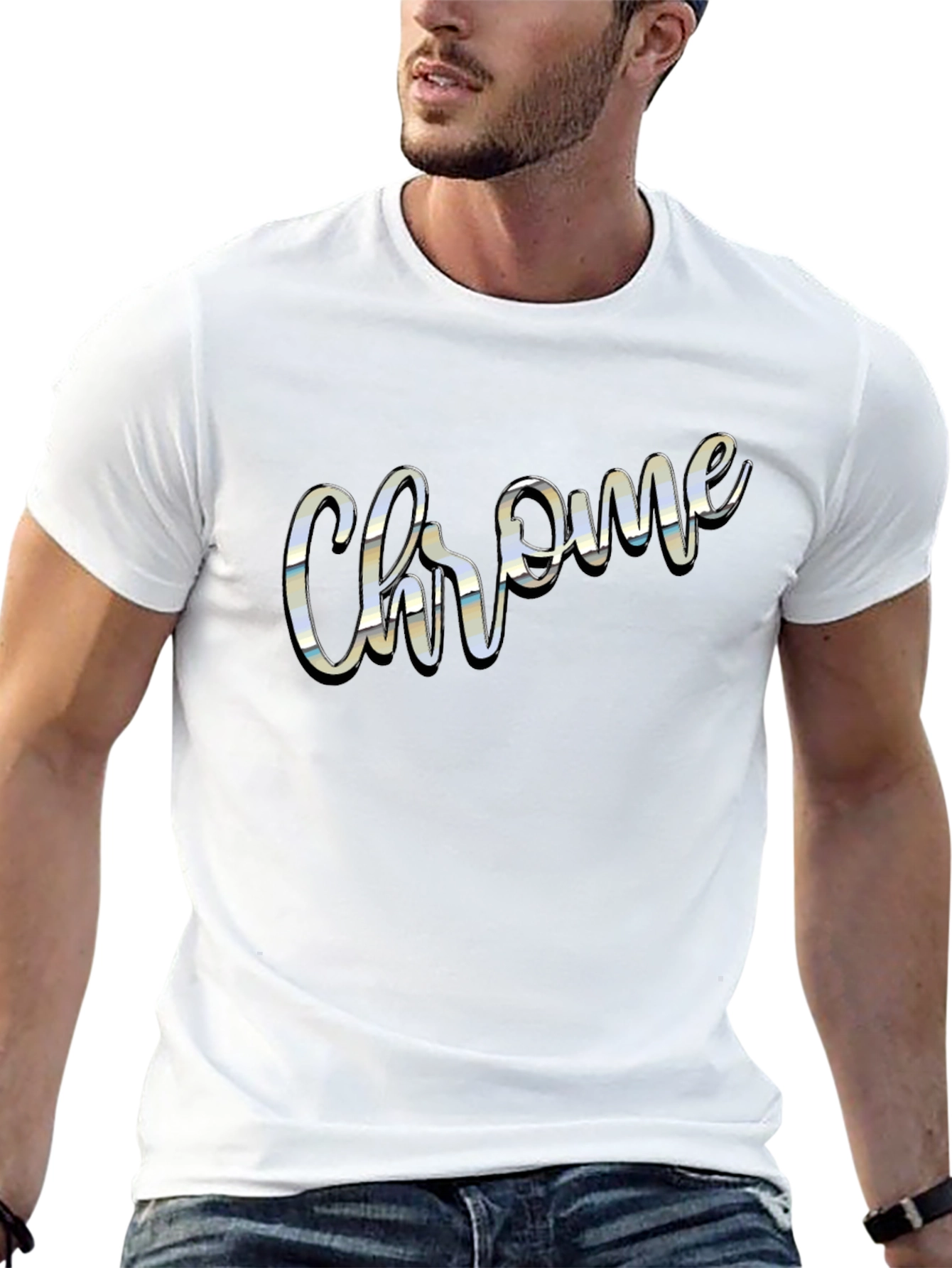Chrome Script Word Graphic Black T-Shirt