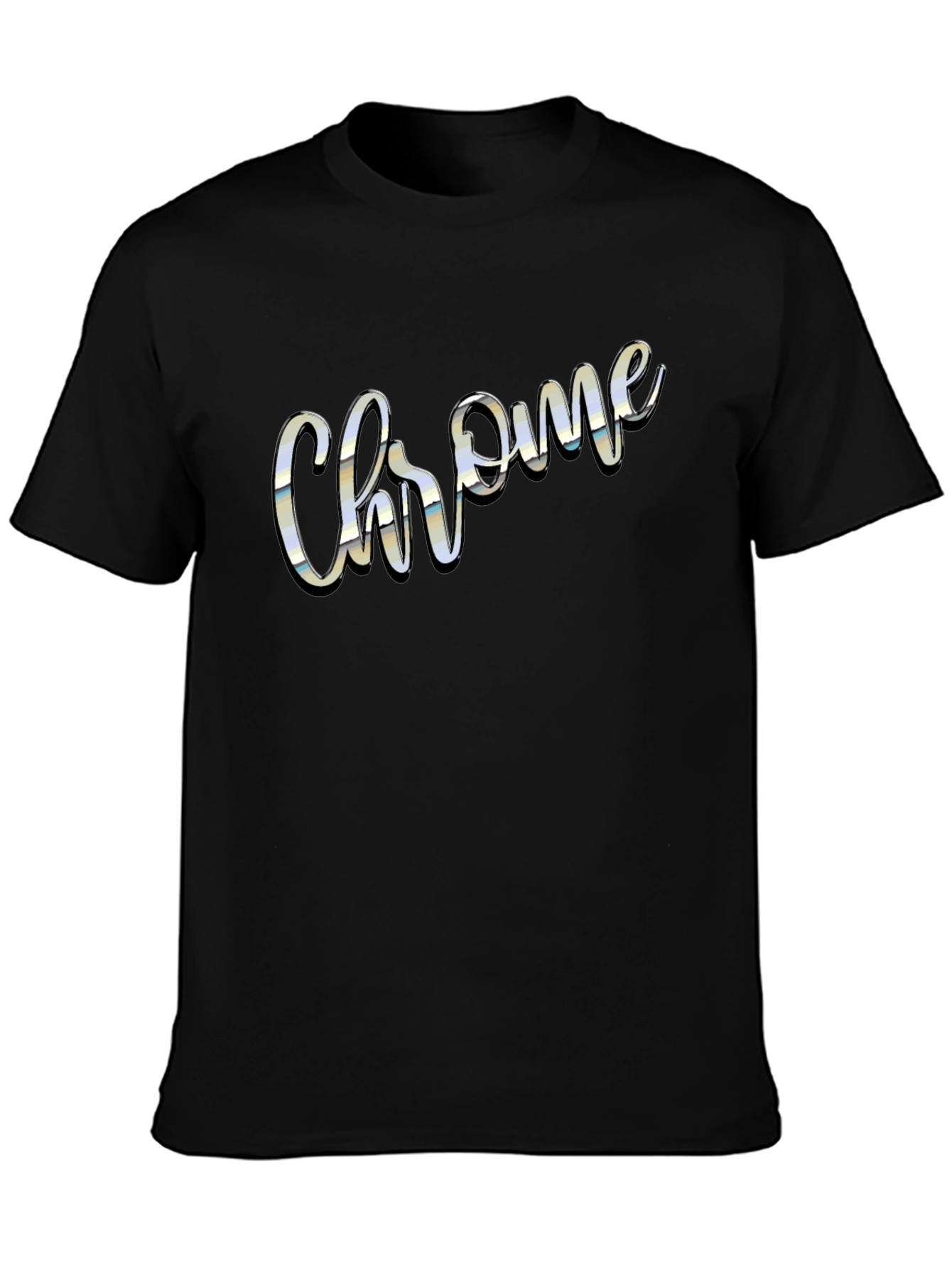 Chrome Script Word Graphic Black T-Shirt
