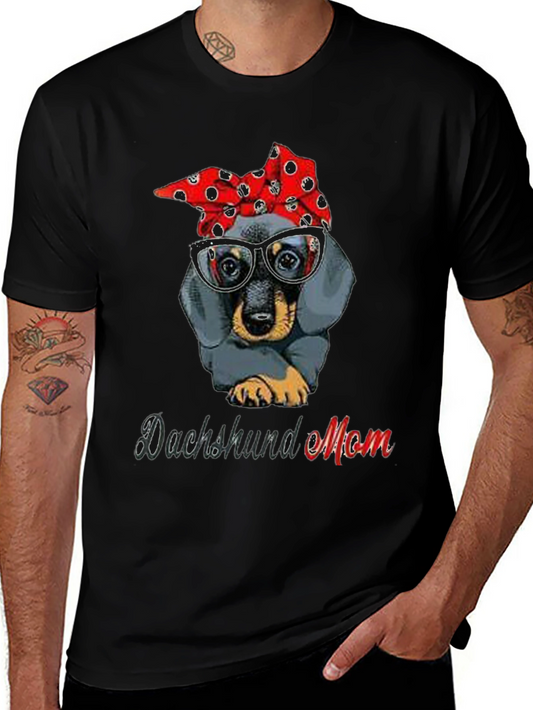 Dachshund Mom T-Shirt: Cute Dog Bandana & Glasses Tee