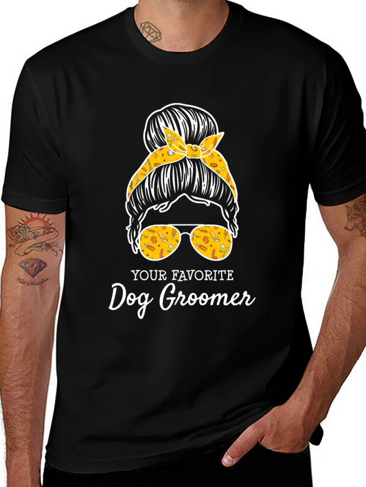 Dog Groomer Messy Bun T-Shirt