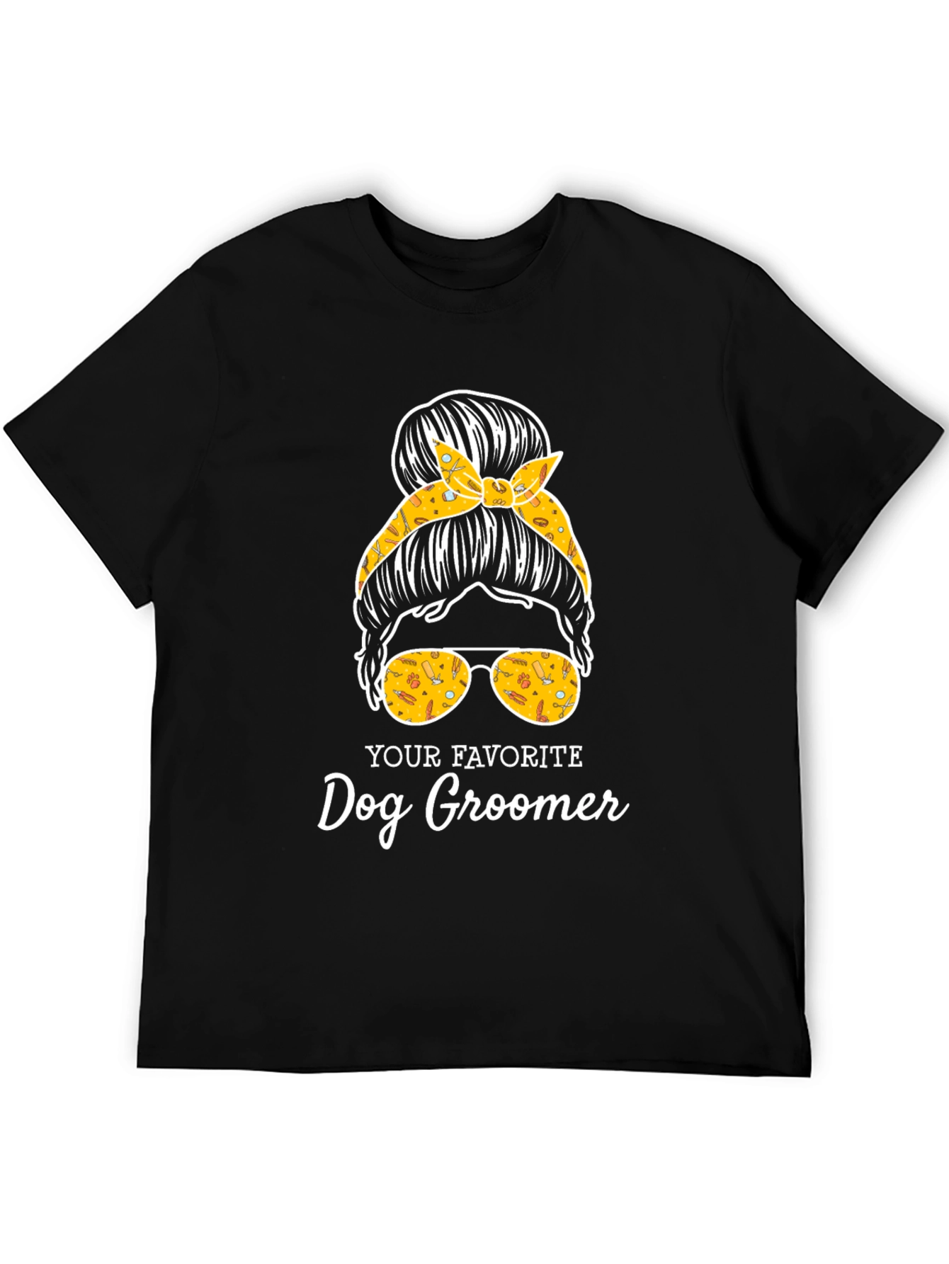 Dog Groomer Messy Bun T-Shirt