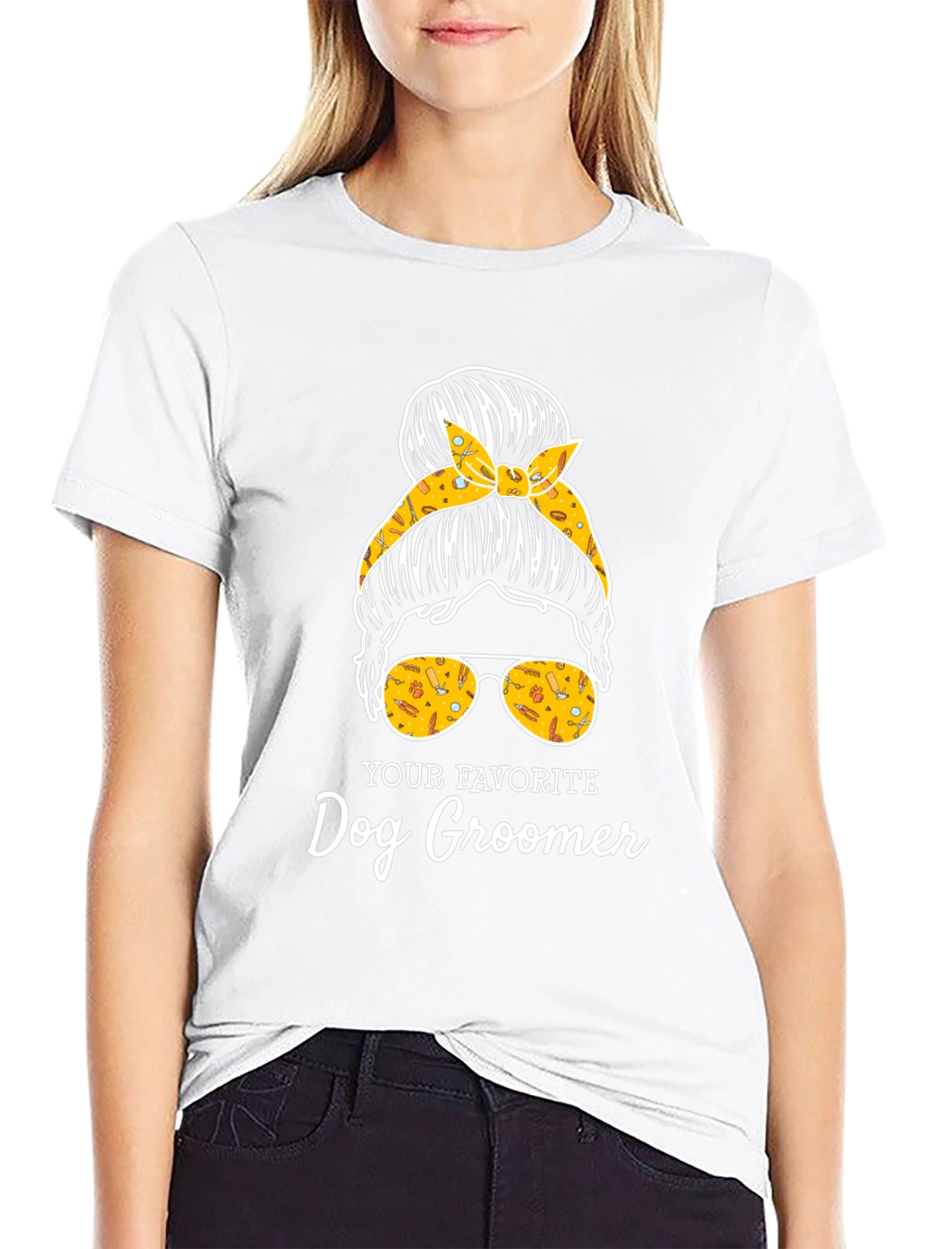 Dog Groomer Messy Bun T-Shirt
