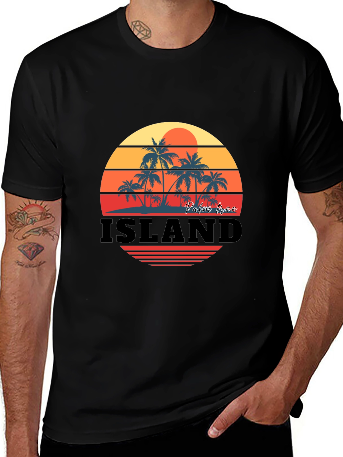 Island Palm Tree Sunset Graphic Tee