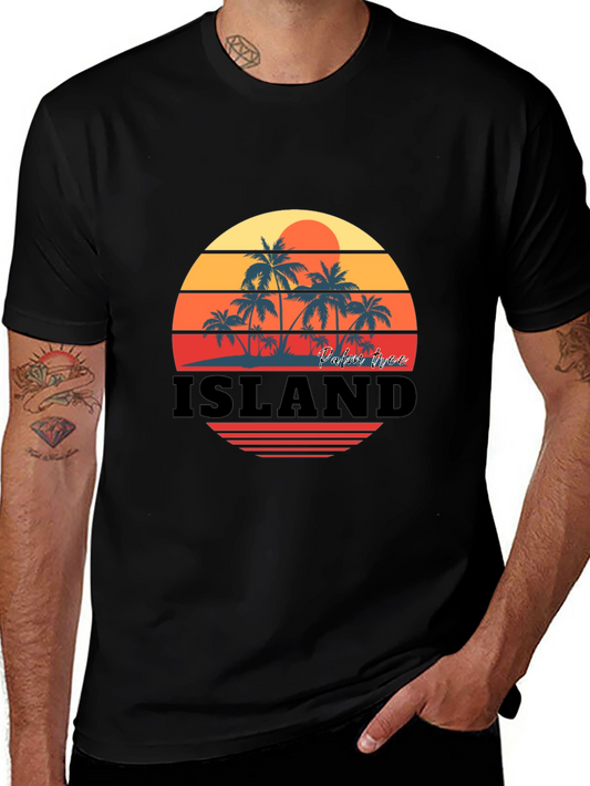 Island Palm Tree Sunset Graphic Tee