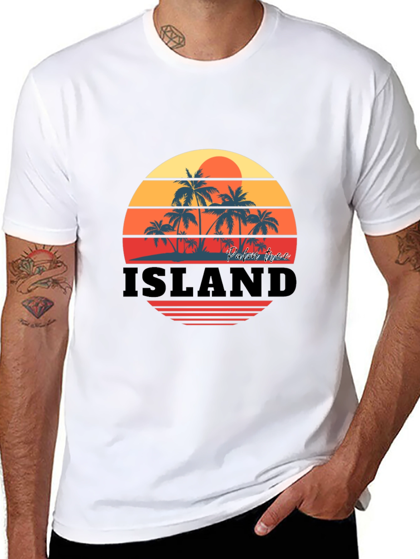 Island Palm Tree Sunset Graphic Tee