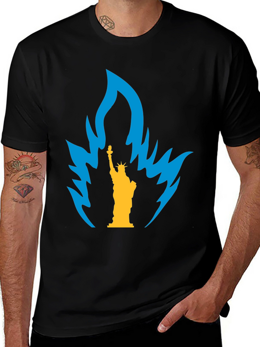 Statue of Liberty Flame Graphic Tee - Black
