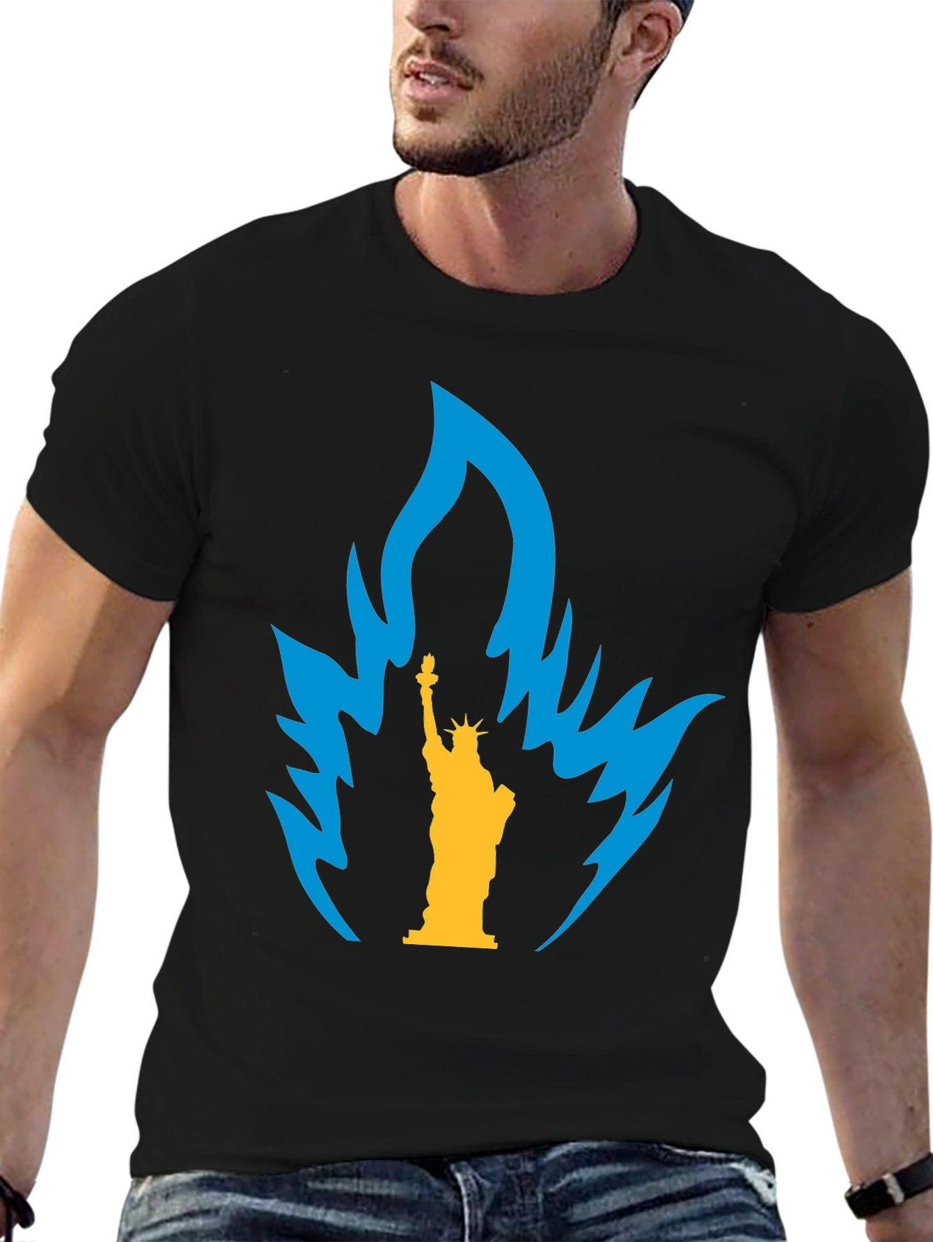 Statue of Liberty Flame Graphic Tee - Black
