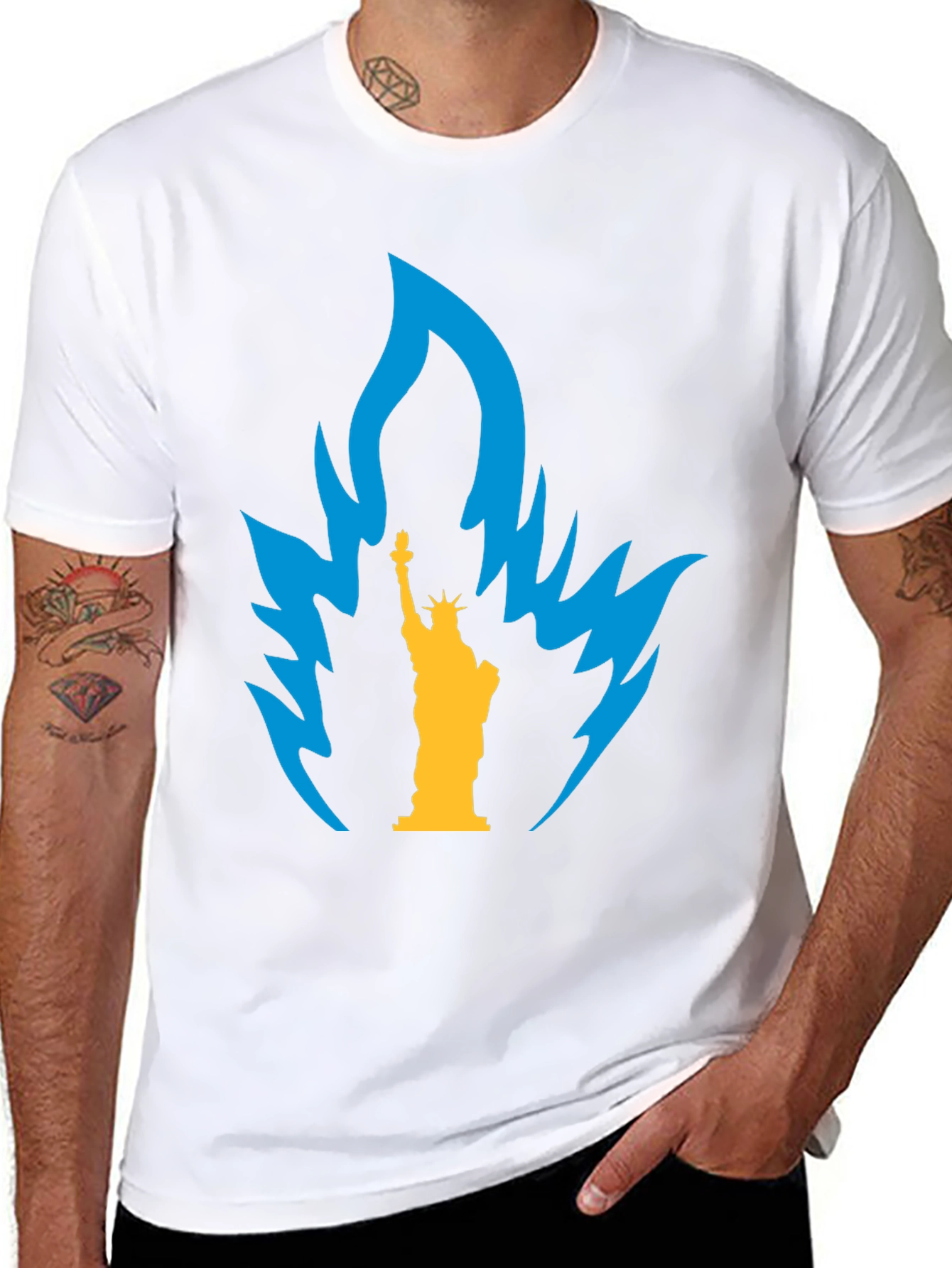 Statue of Liberty Flame Graphic Tee - Black