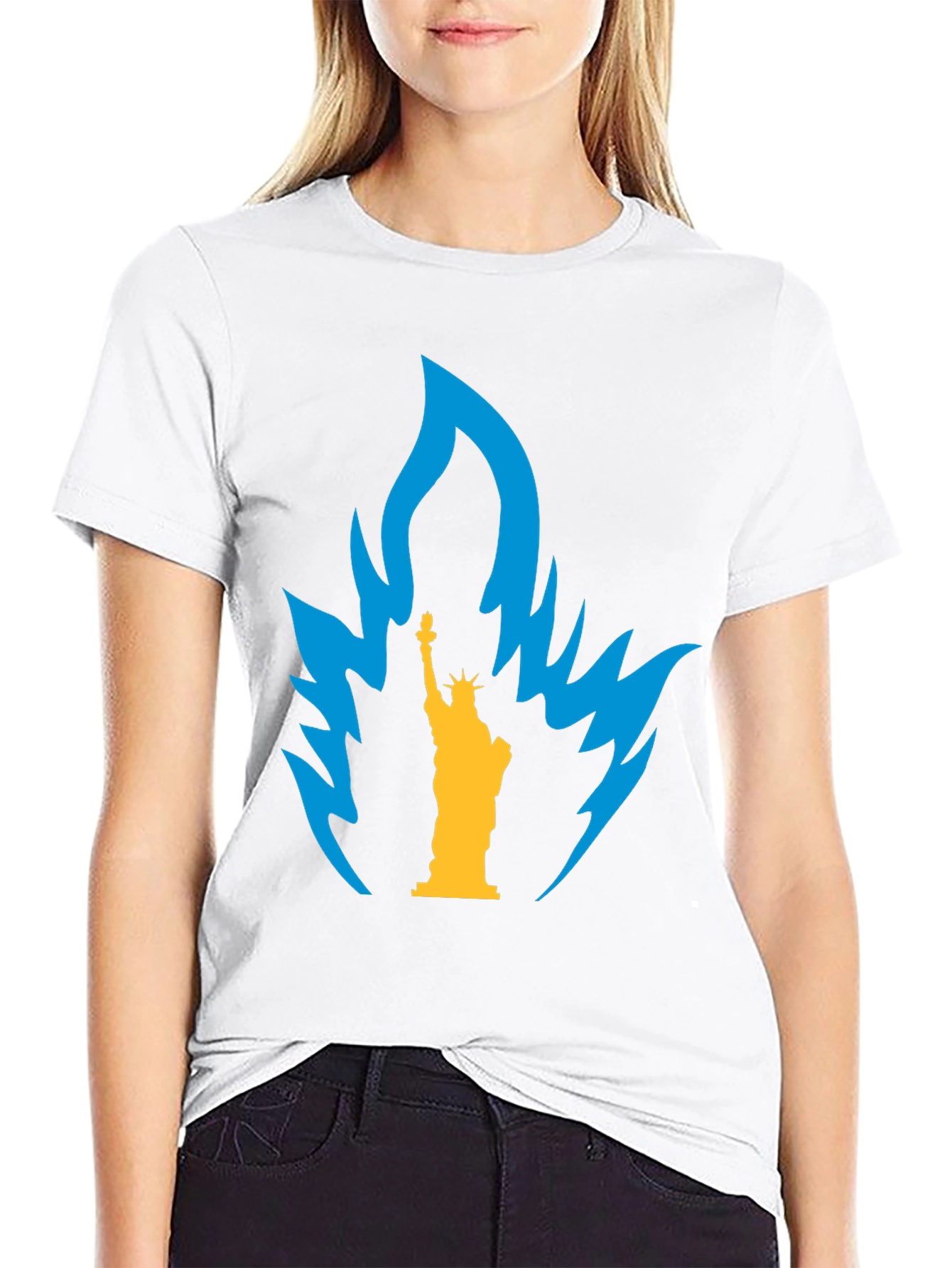 Statue of Liberty Flame Graphic Tee - Black