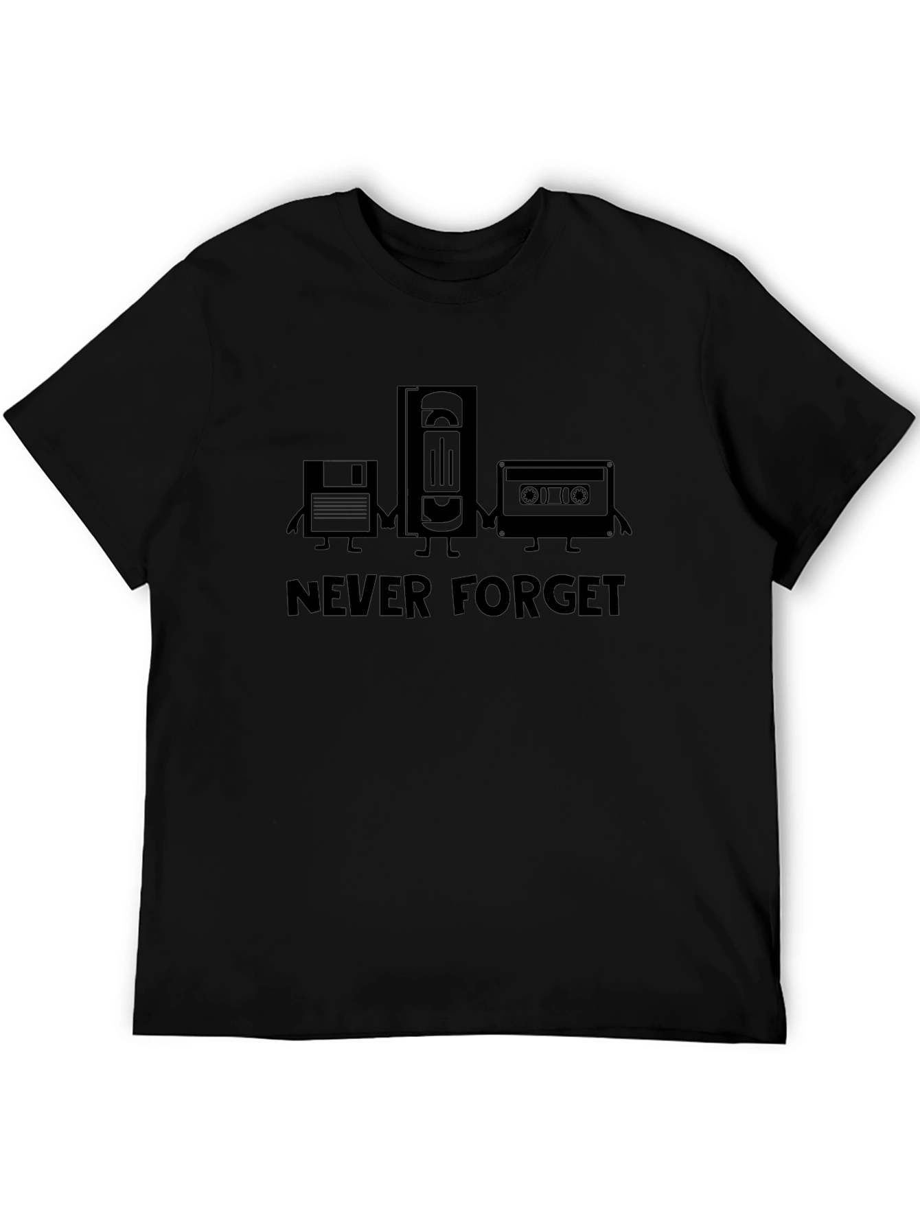 Retro Never Forget Black Graphic T-Shirt