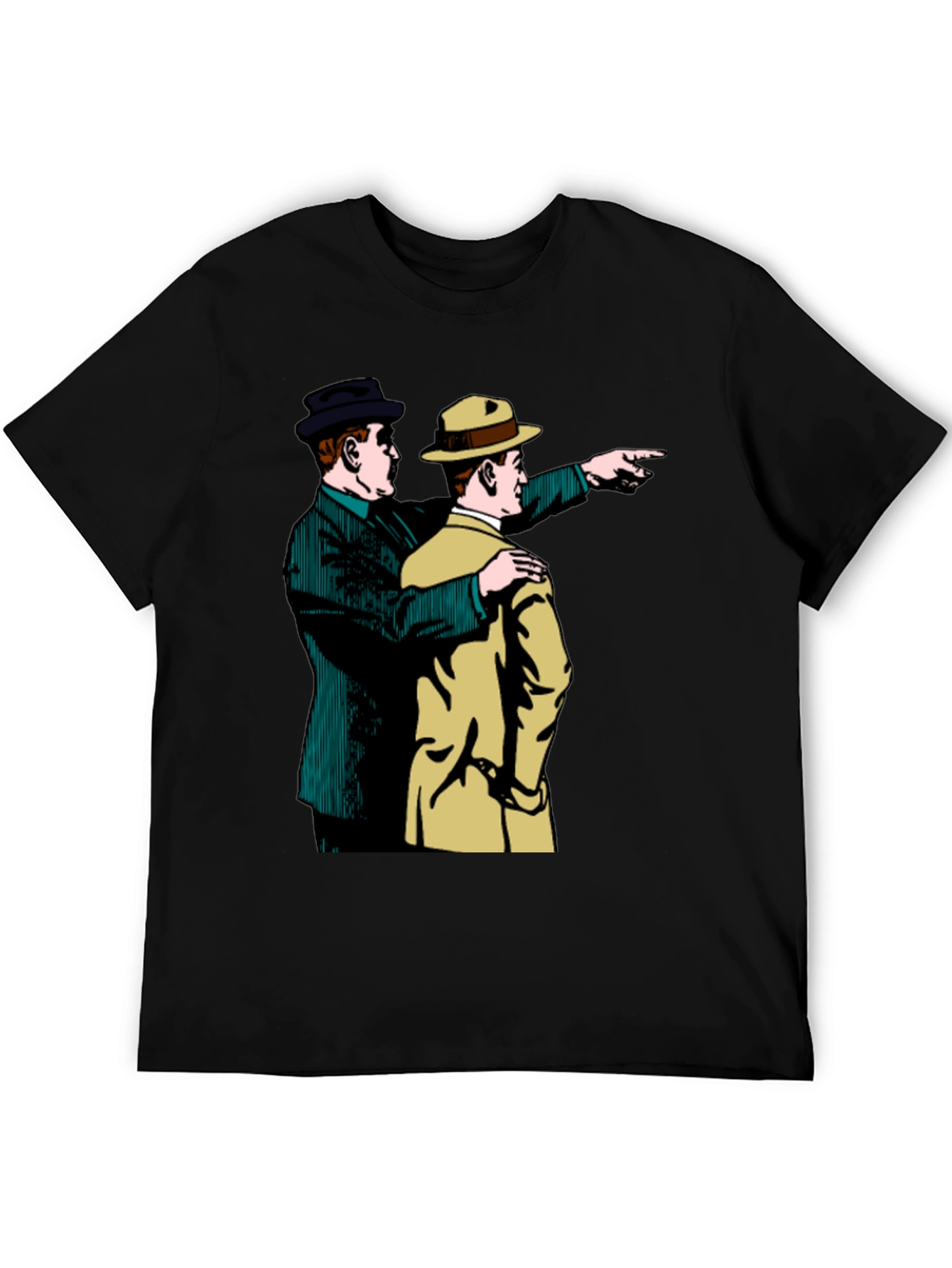 Retro Detective Graphic Tee - Pointing Duo