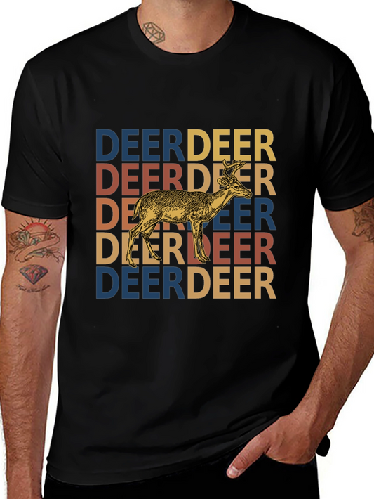 Retro Deer Graphic Tee - Vintage Animal Lover Shirt