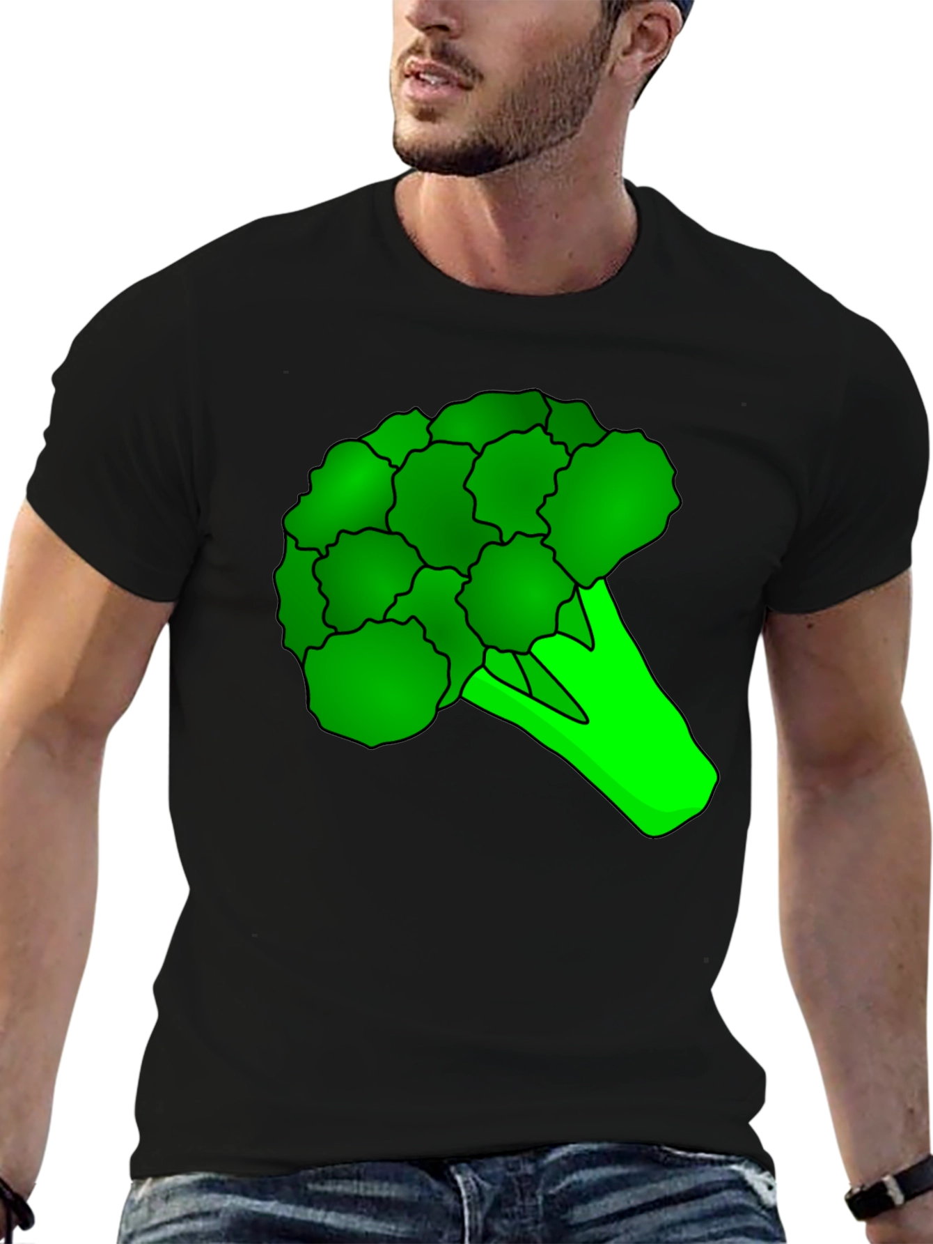 Broccoli Graphic Tee - Black Cotton T-Shirt