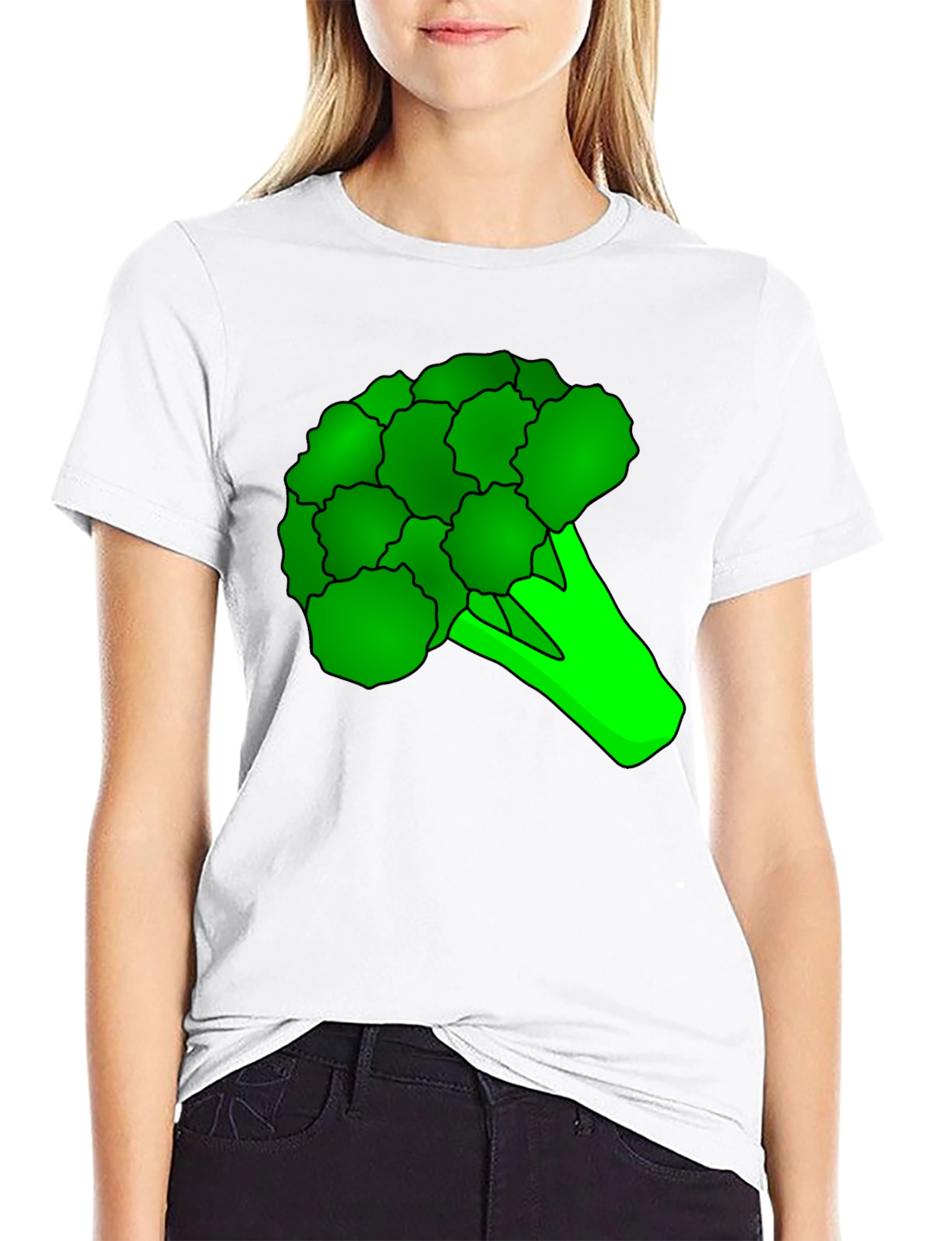 Broccoli Graphic Tee - Black Cotton T-Shirt