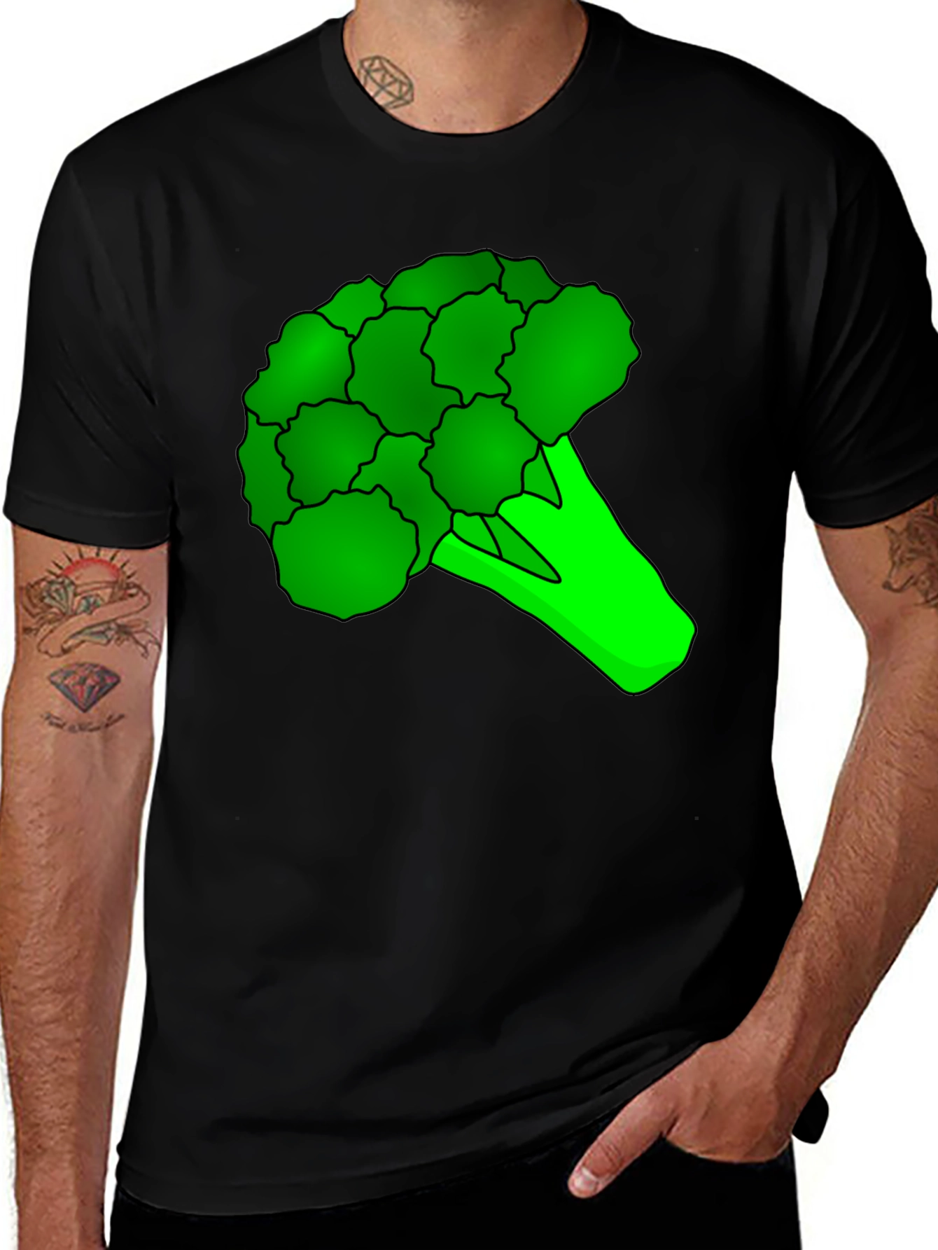 Broccoli Graphic Tee - Black Cotton T-Shirt