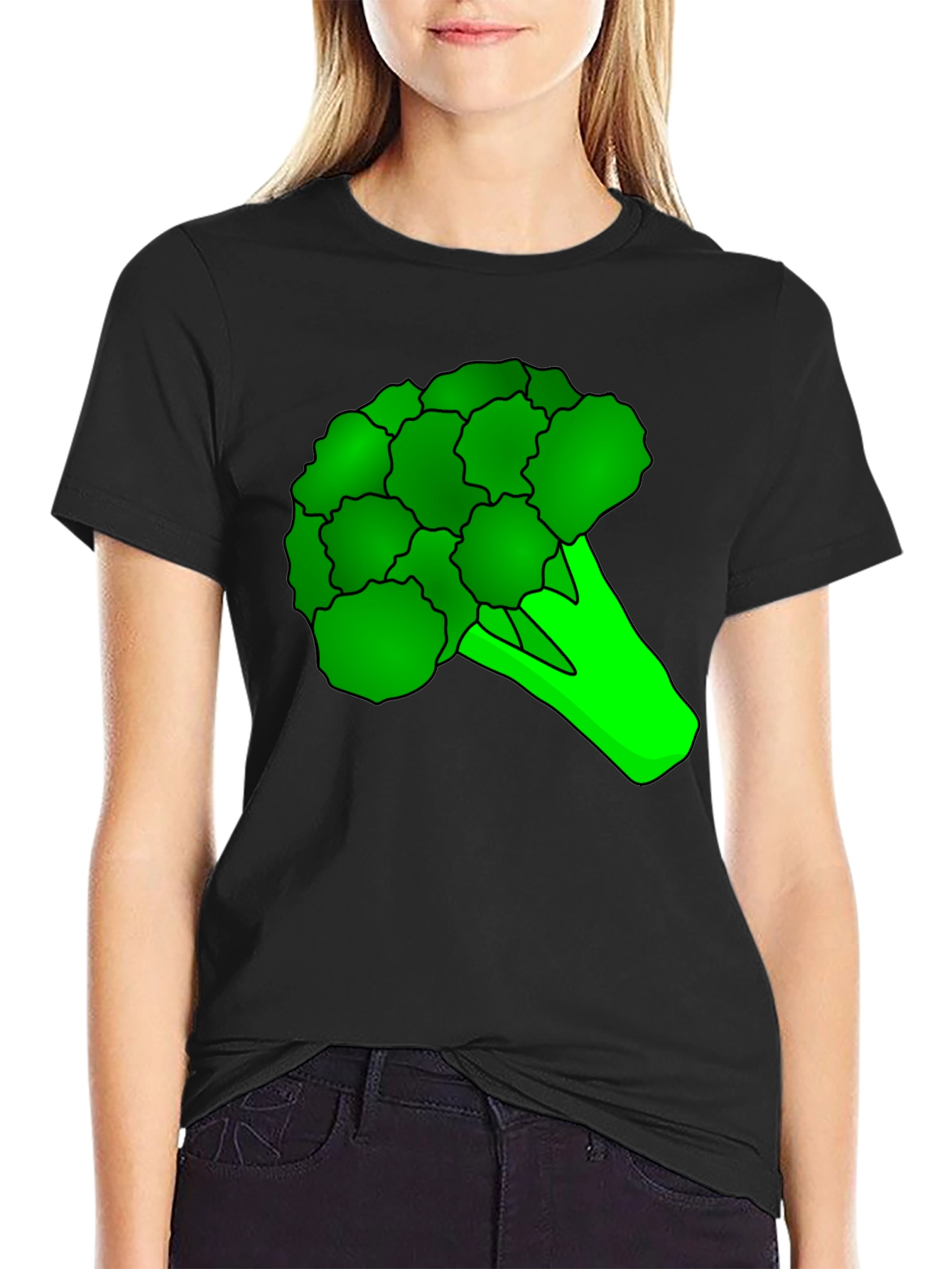 Broccoli Graphic Tee - Black Cotton T-Shirt