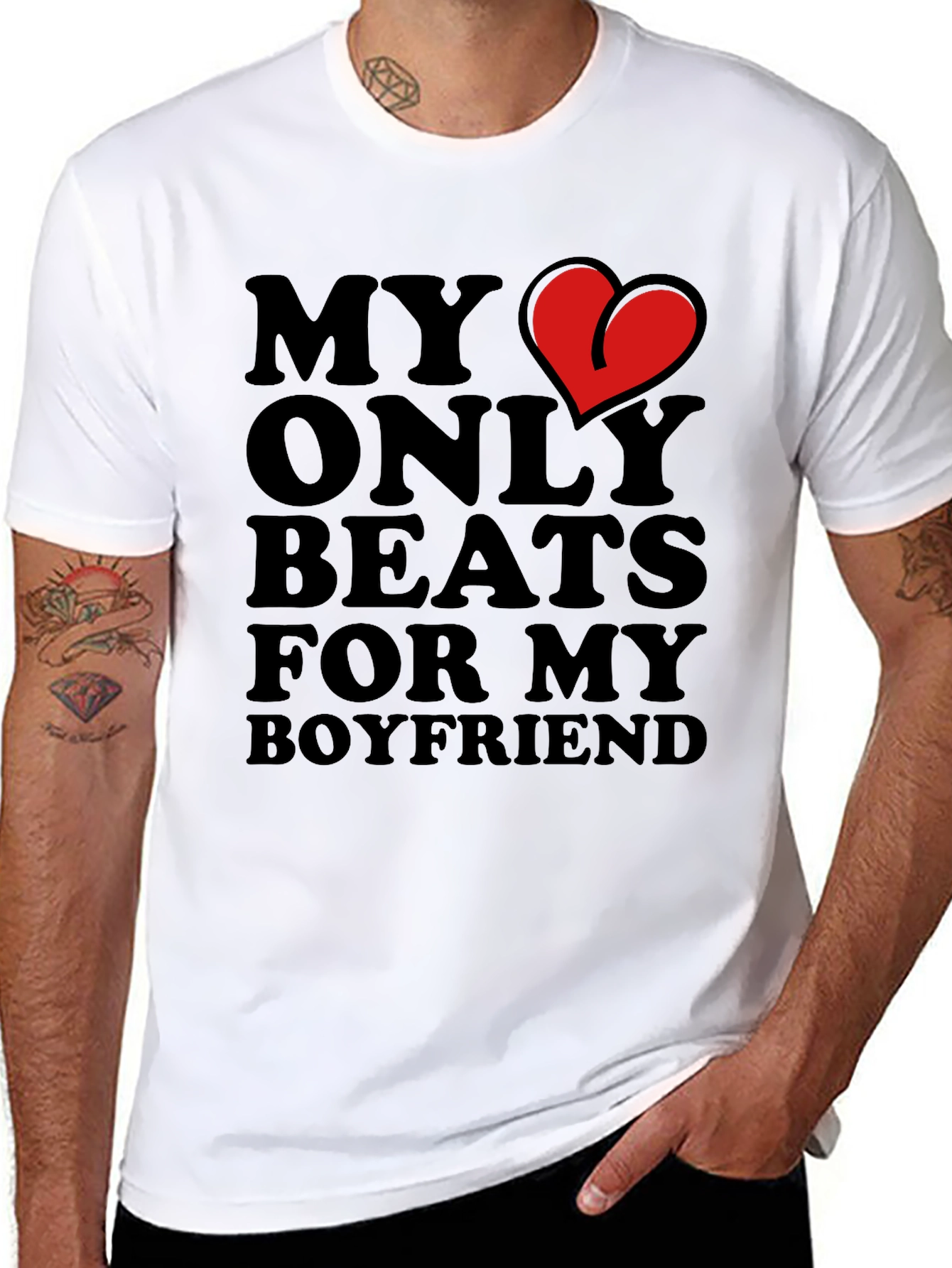 My Heart Beats for My Boyfriend Black T-Shirt