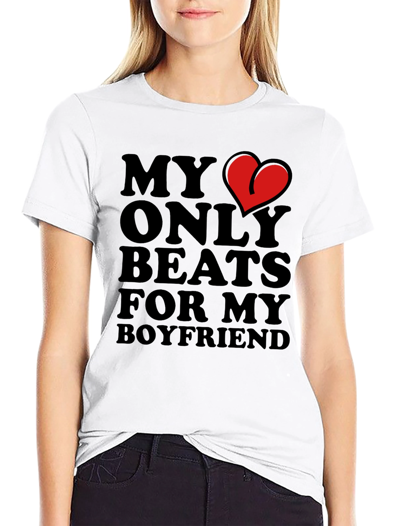 My Heart Beats for My Boyfriend Black T-Shirt