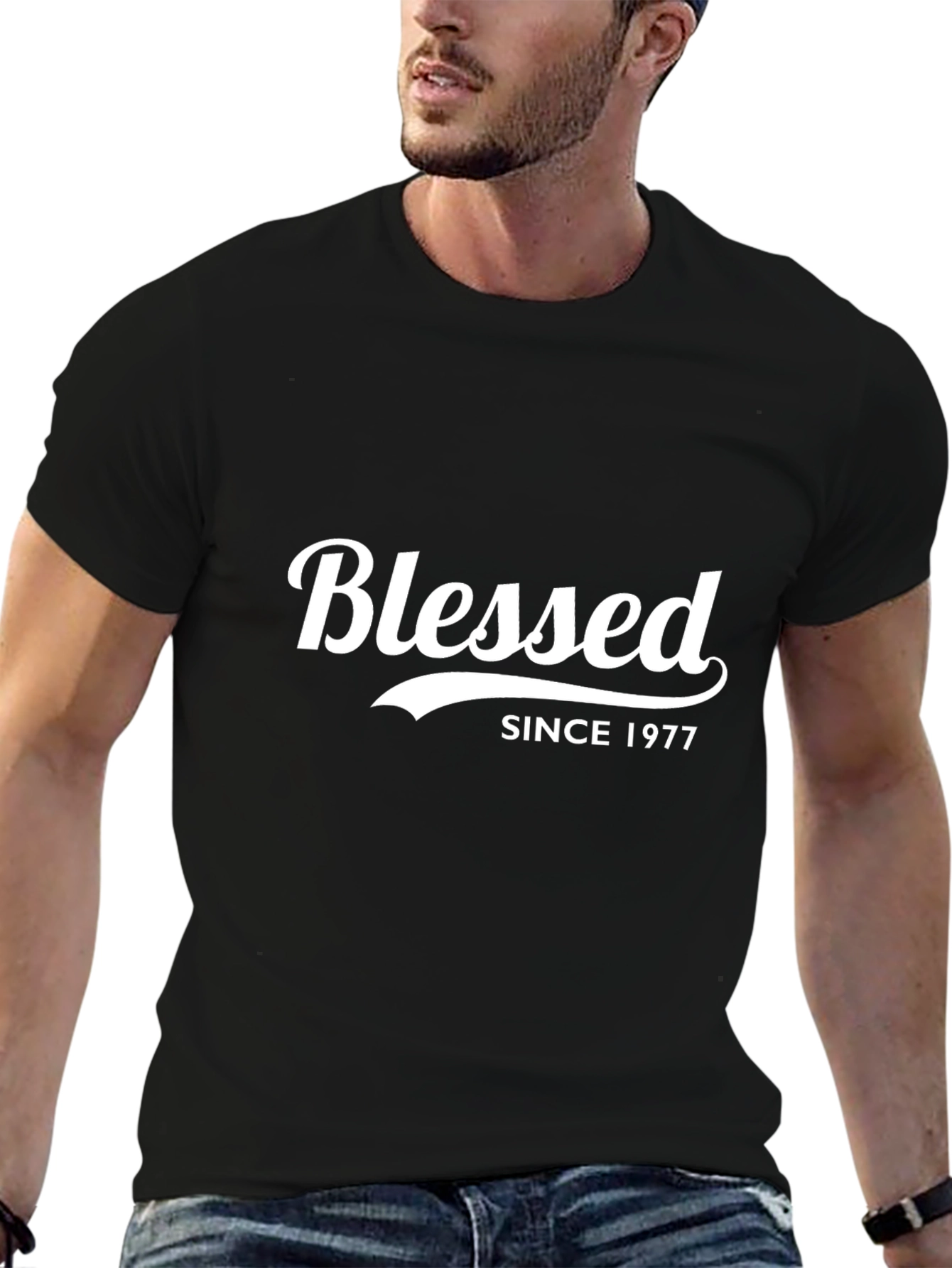 Blessed Since 1977 Black Tee
