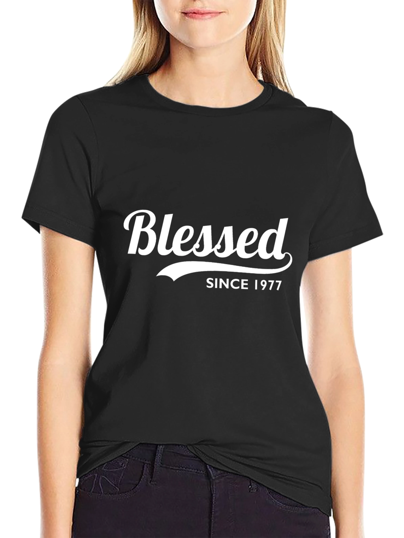 Blessed Since 1977 Black Tee