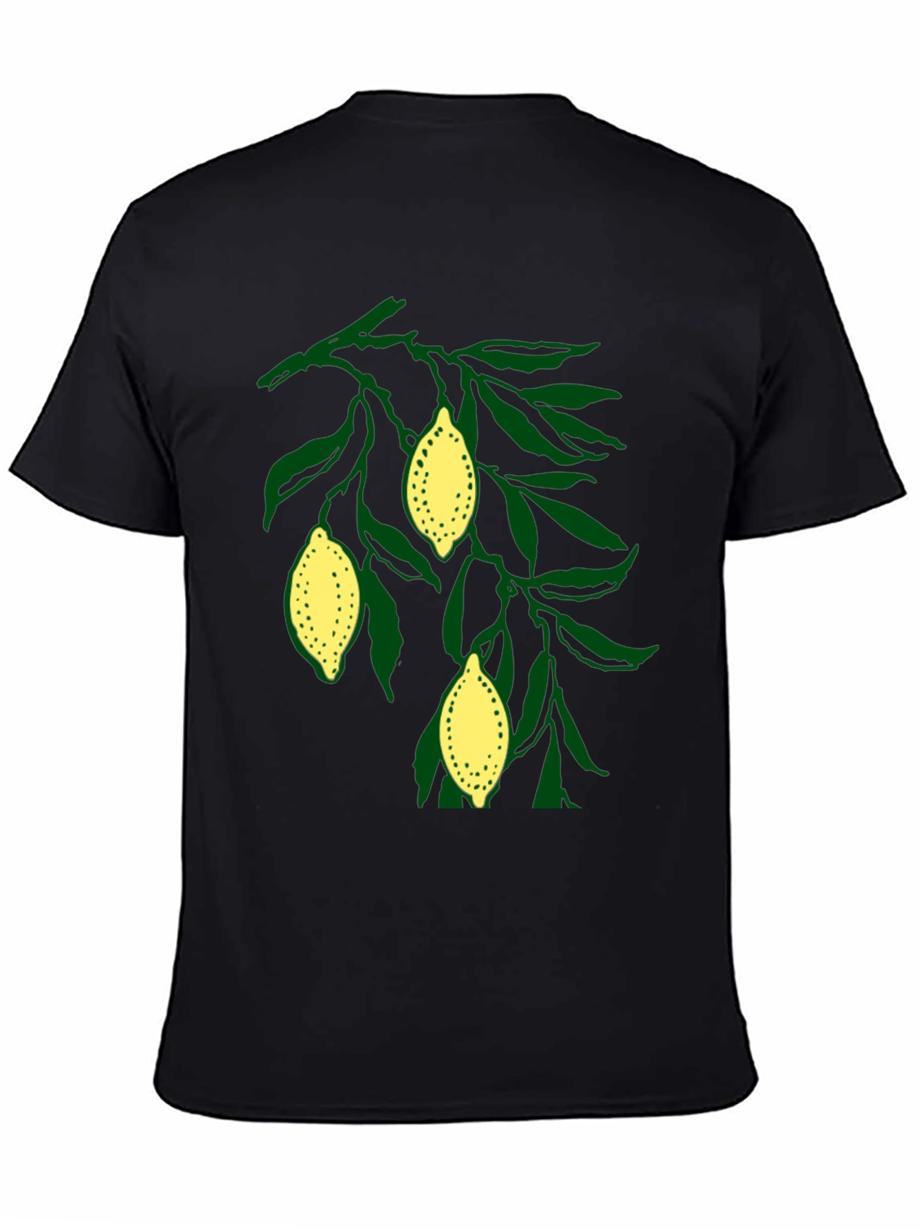 Lemon Branch Graphic Tee - Casual Black T-Shirt