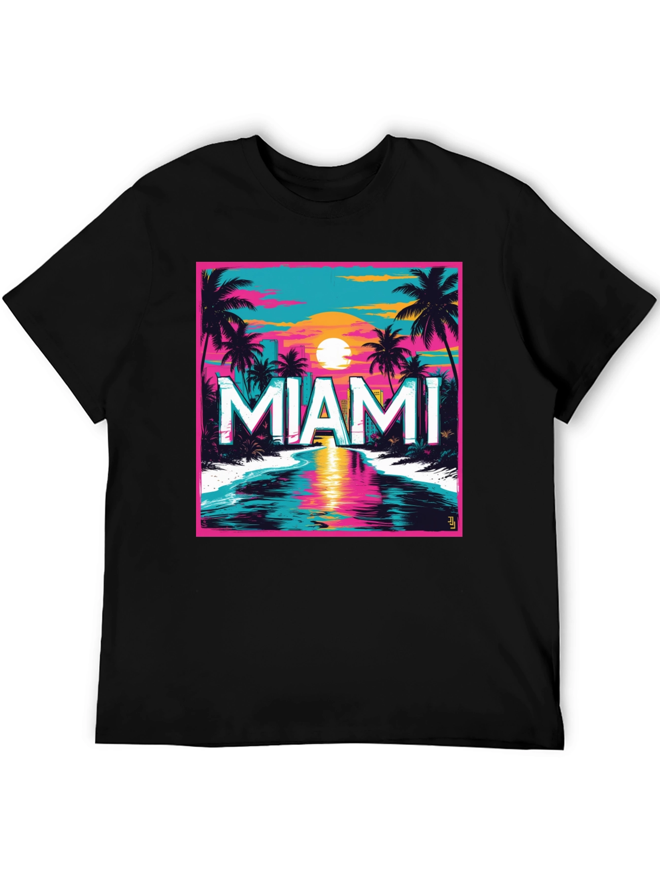 Miami Sunset Graphic Tee - Retro Style