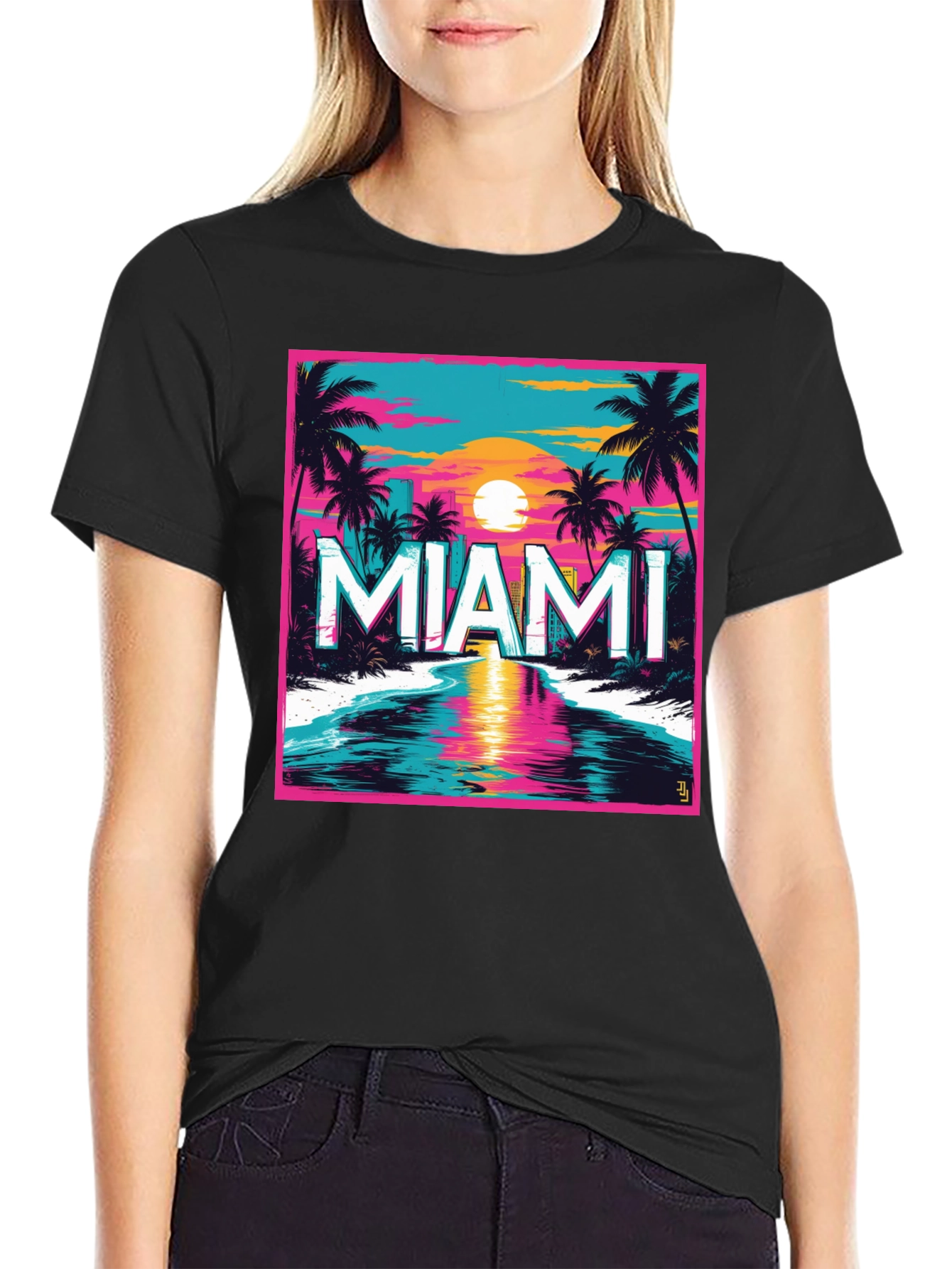 Miami Sunset Graphic Tee - Retro Style